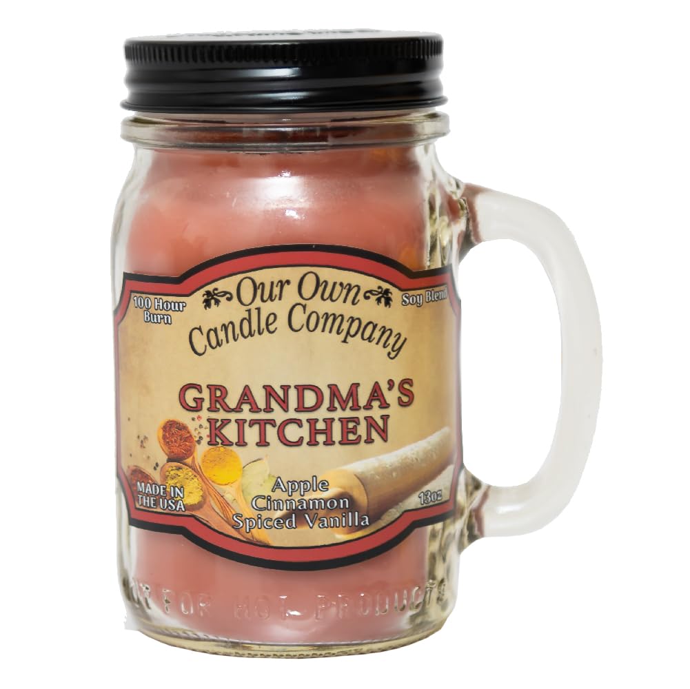 Our Own Candle Company, Grandmas Kitchen Scented Mason Jar Candle, 100 Hour Burn Time, 13 Ounces