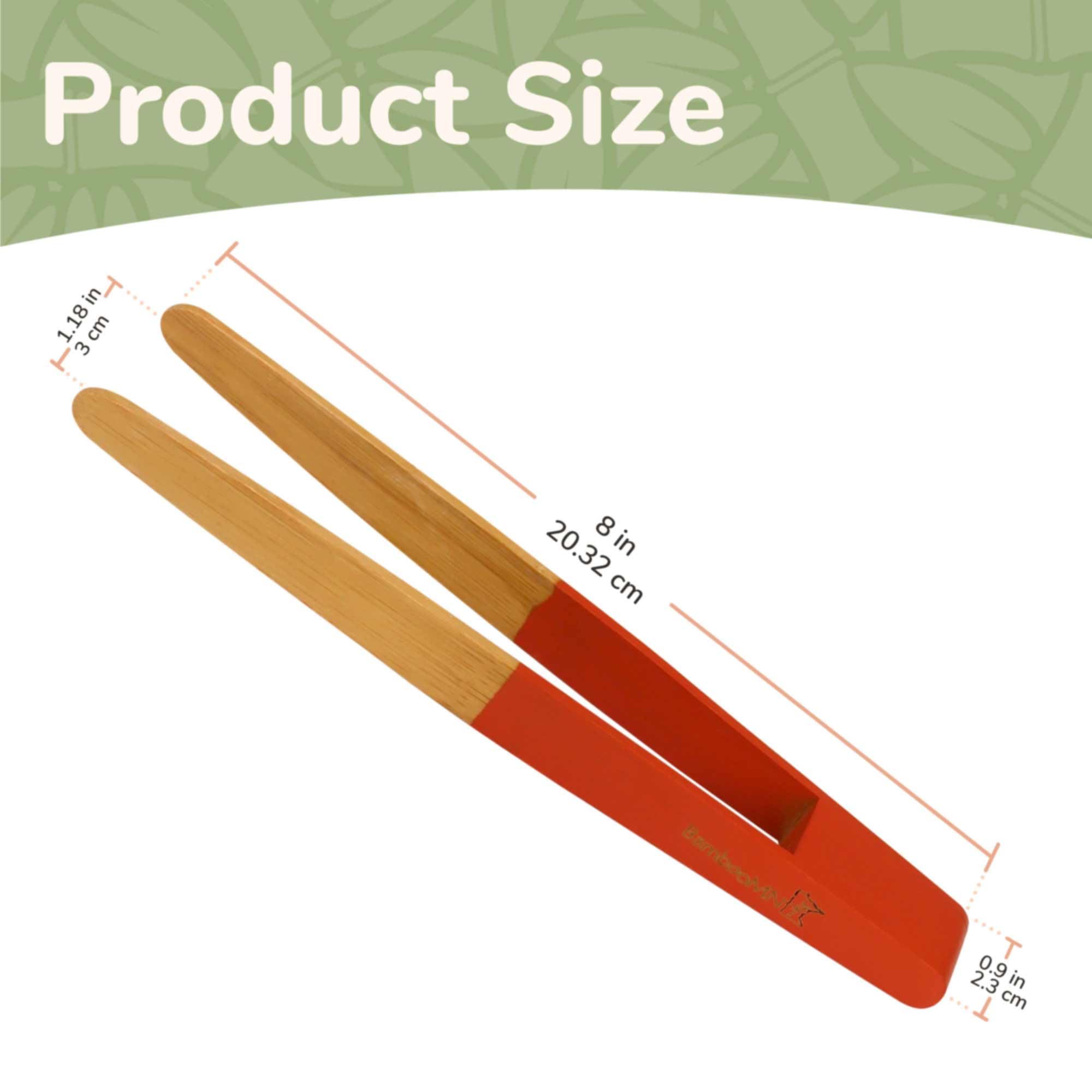 Bamboomn Premium 7.9'' Reusable Bamboo Kitchen ''A'' Toast Tongs For Cooking & Holding - White - 3 Pieces