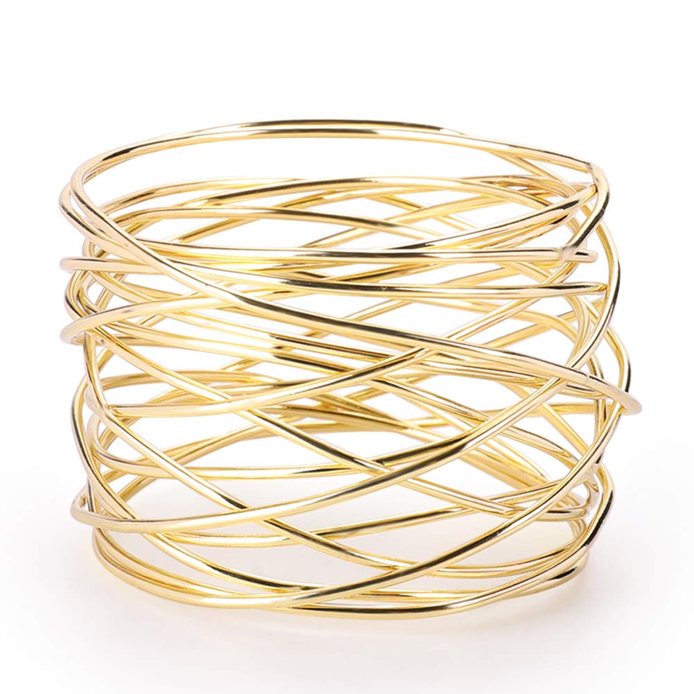 Accmor Metal Mesh Napkin Rings, Gold Napkin Rings For Dinner Party, Wedding, Birthday, Family Gatherings,6 Pack