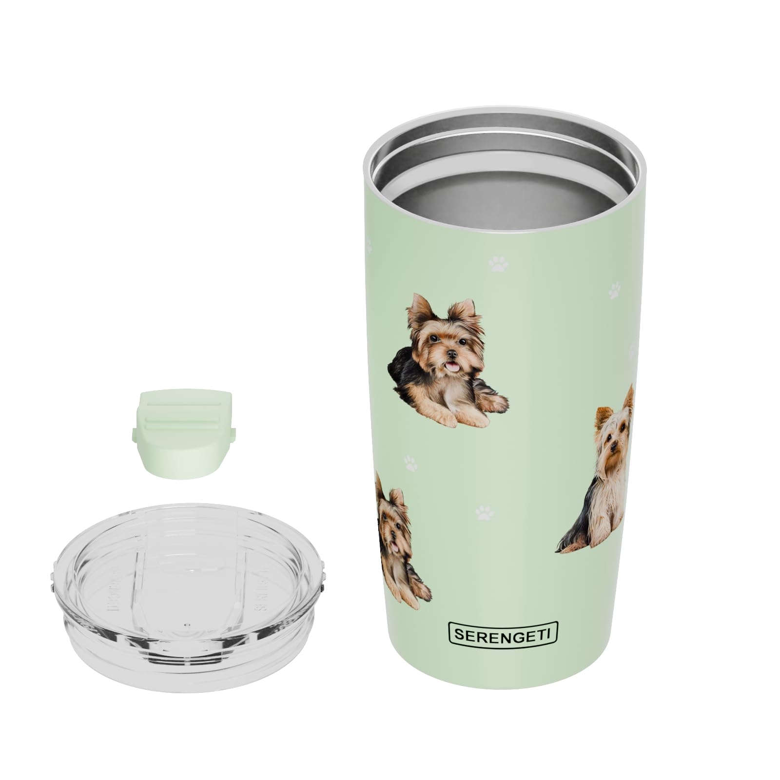 Yorkie Serengeti 16 Oz Stainless Steel, Vacuum Insulated Tumbler With Spill Proof Lid - 3D Print - Insulated Travel Mug For Hot