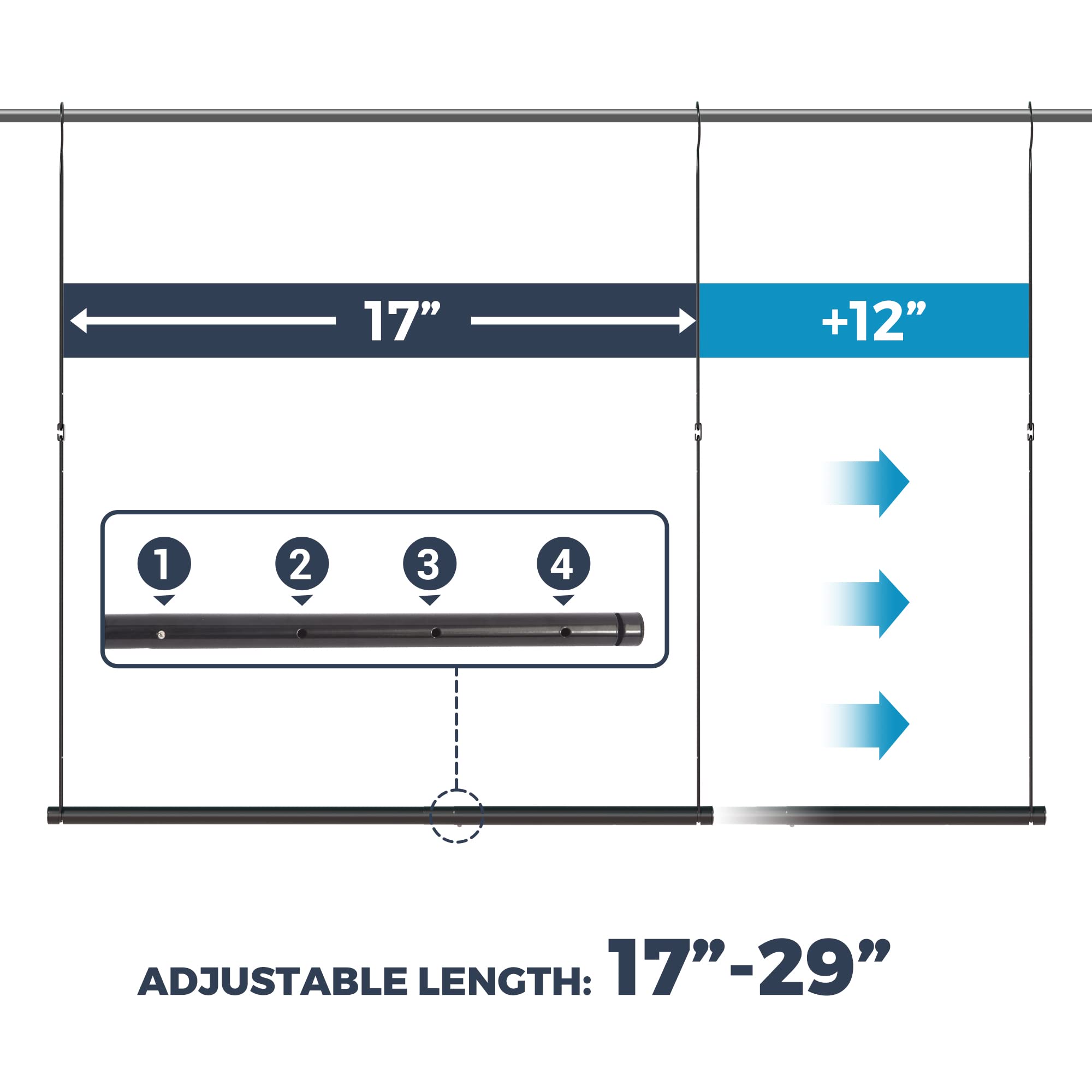Sto Sto 1 Pack Closet Hanging Rod, Length And Height Adjustable Closet Rod, Space-Saving Closet Extender Hanging Bar For Hanging