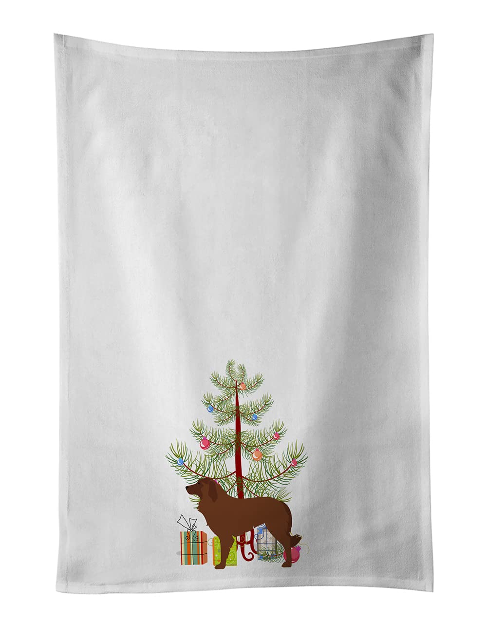 Portuguese Sheepdog Dog Merry Christmas Tree White Kitchen Towel Set of 2