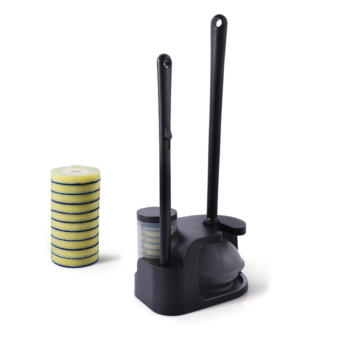 Eyliden Disposable Toilet Brush And Plunger, Toilet Bowl Wand Kit Combo With Storage Caddy And 10Pcs Refills Heads, Compact Toil