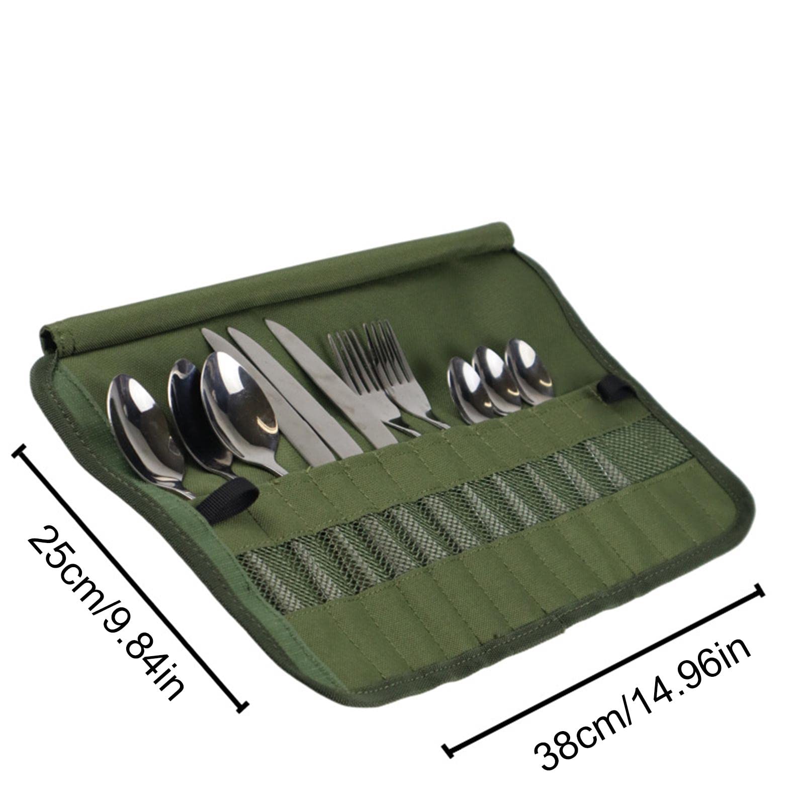 Xiaoguozi Cutlery Storage Bag,Portable Polyester Roll Up Pouch Bag For Forks, Spoons, Chopstick,Water Resistant Storage Kitchen