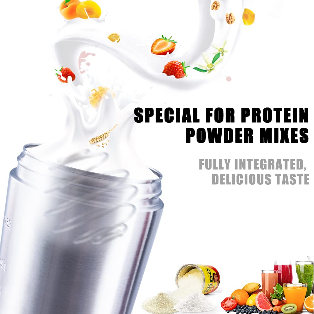 VALESKA Protein Shaker Bottle, 25oz Stainless Steel, Dishwasher Safe, BPA Free, Leak Proof, Silver