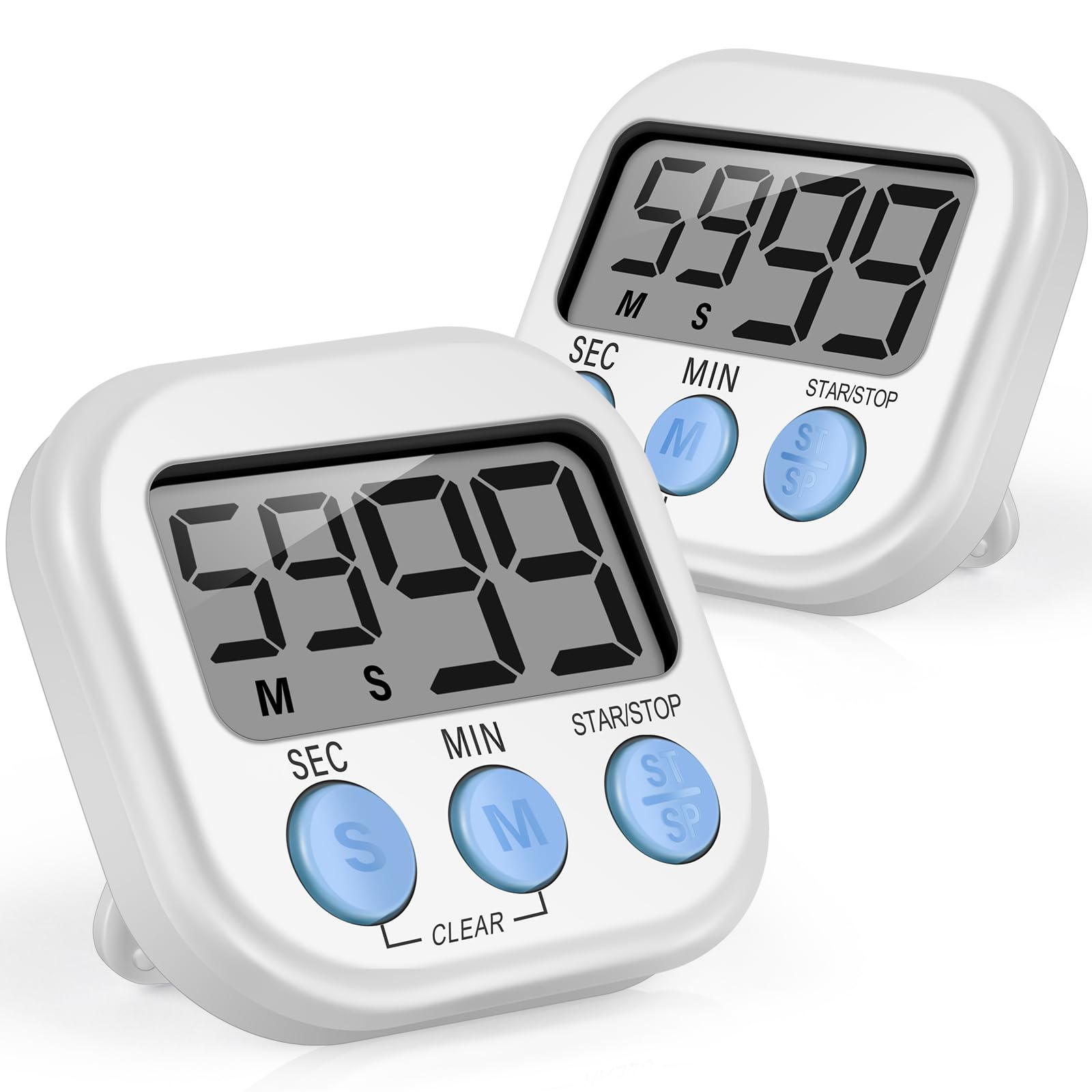 Weewooday 2 Pcs Digital Kitchen Timer Magnetic Timer Bulk On/Off Switch Minute Second Count up Countdown Loud Alarm for Exercise