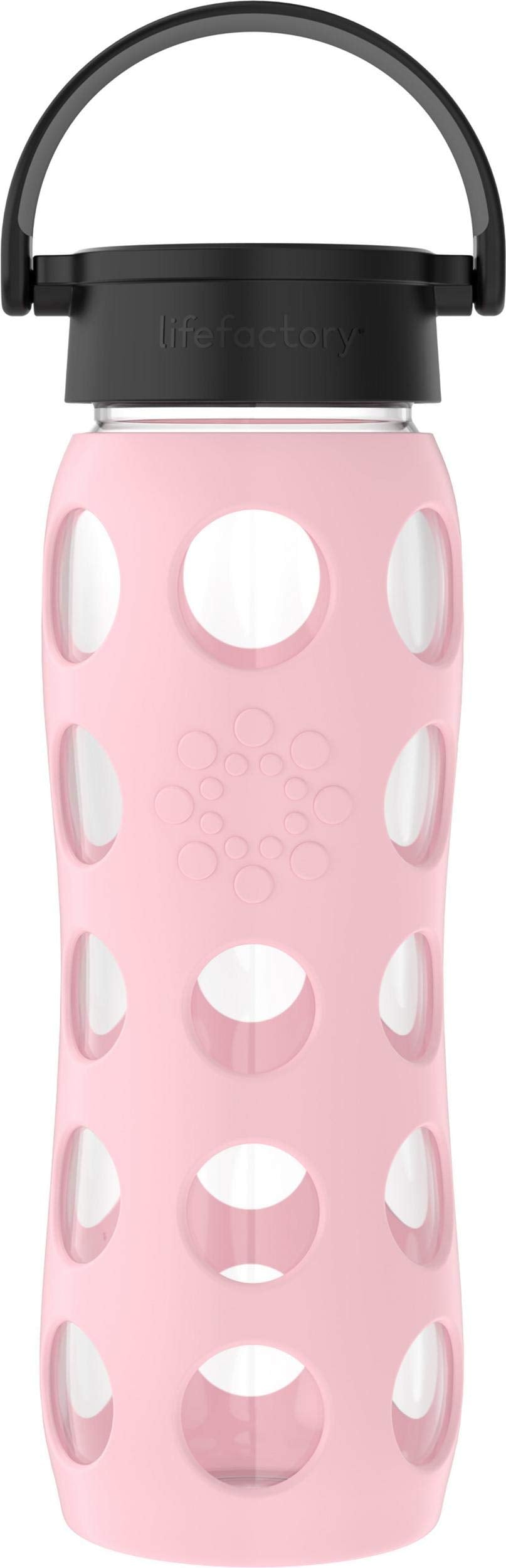 Lifefactory 22-Ounce BPA-Free Glass Water Bottle with Classic Cap and Protective Silicone Sleeve  Desert Rose