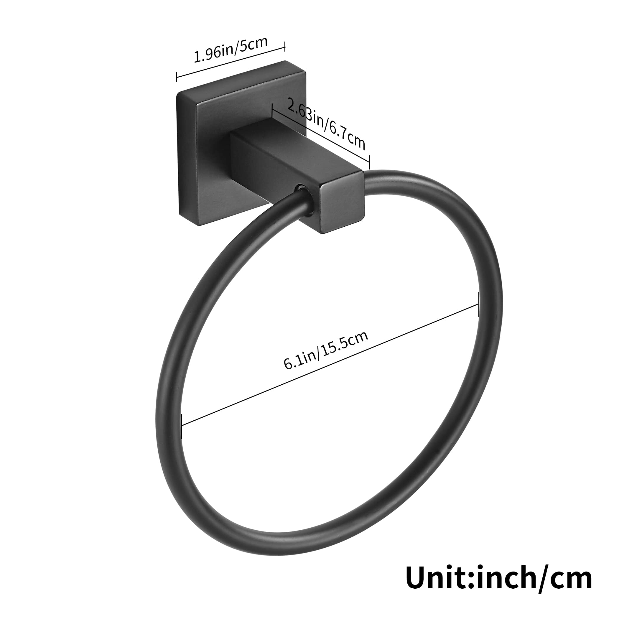 Wolibeer Black Towel Ring, Matte Hand Towel Holder Wall Mount, Bathroom Round Towel Hanger For Bath Toilet Kitchen Stainless Ste