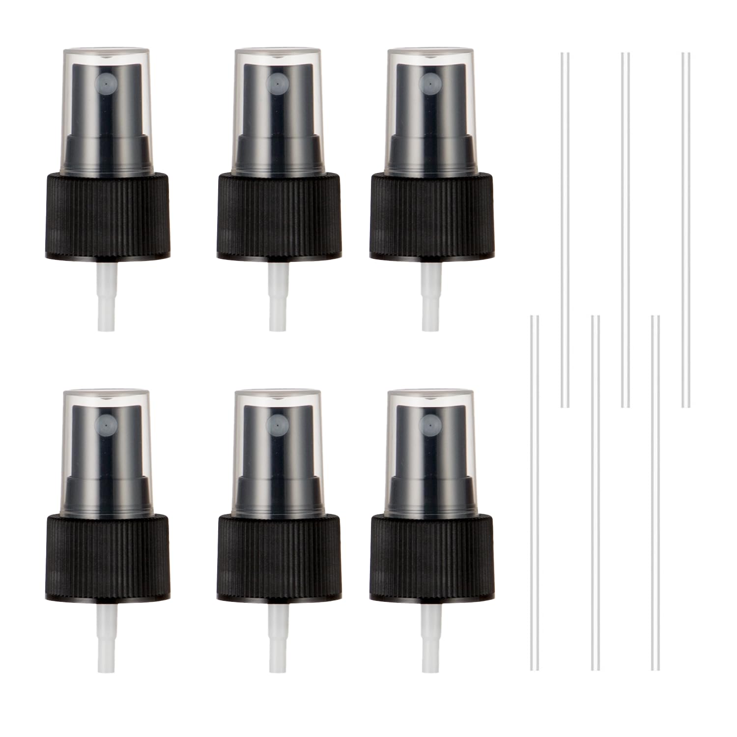 YiiSeeJo 6 PCS Black Fine Mist Spray Bottle Tops, Replacement Nozzle Pump