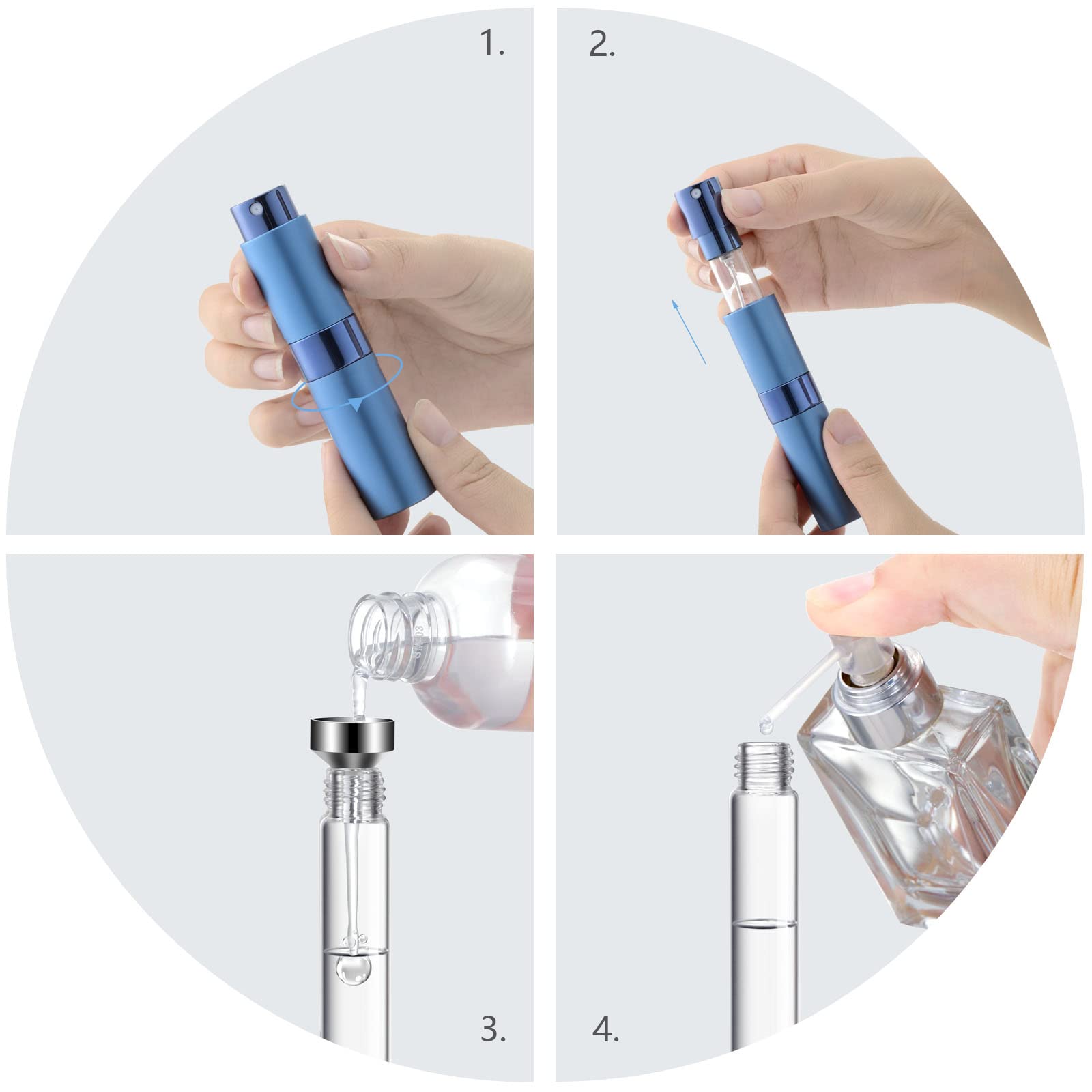 Lil Ray 8Ml Portable Mini Perfume Atomizer(7 Pcs) Refilable Empty Small Spray Bottle With Lifting Nozzle For Travel, Pocket Colo