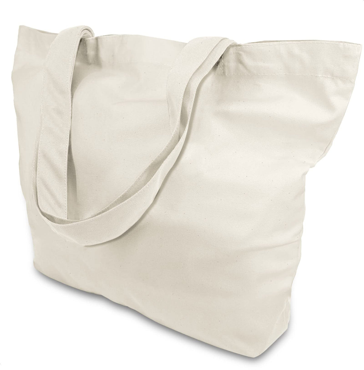 Topdesign 1-Pack Super Strong Large 12Oz Cotton Canvas Tote Bag, Reusable Grocery Shopping Cloth Bags, Fashionable Two-Tone Tote