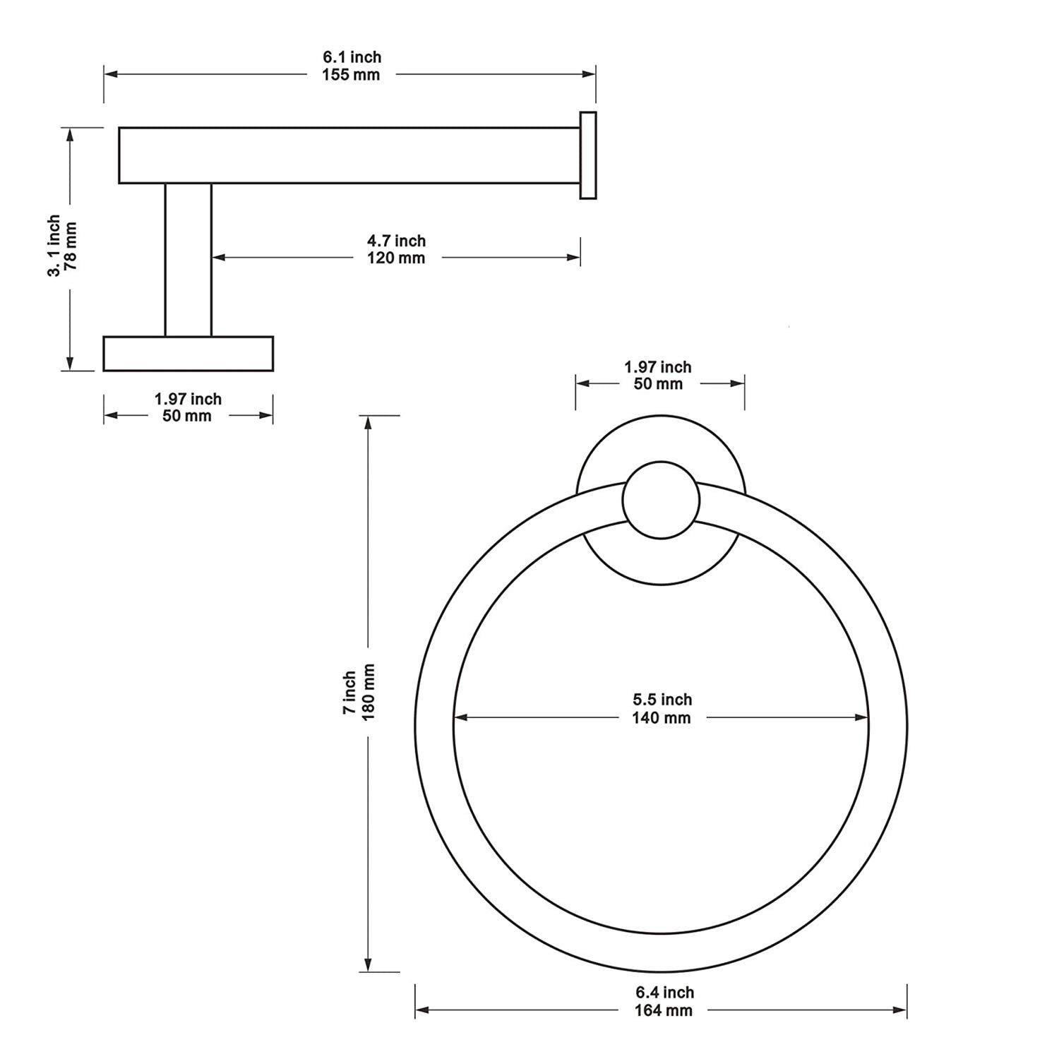 Marmolux Acc 2 PCS Brushed Nickel Bathroom Hardware Set - Hand Towel Holder for Bathroom Wall + Toilet Paper Holder Wall Mount | Towel Holder Hanger Rack Stainless Steel Bathroom Set