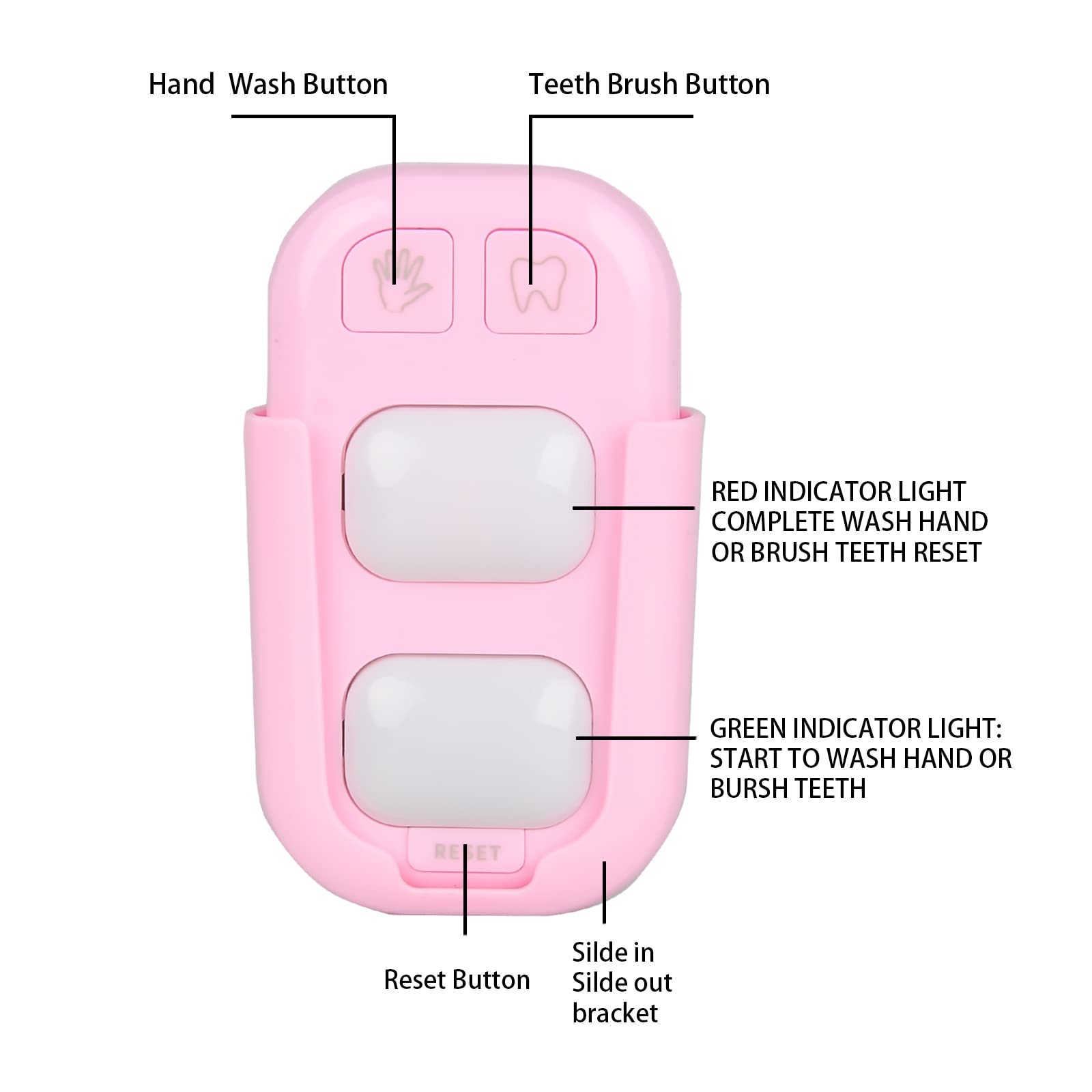 Timer For Kids, 2 Minutes Teeth Brush Timer,20 Seconds Bathroom Hand Washing Timer, Color Indicator Light Stick On Bathroom Time