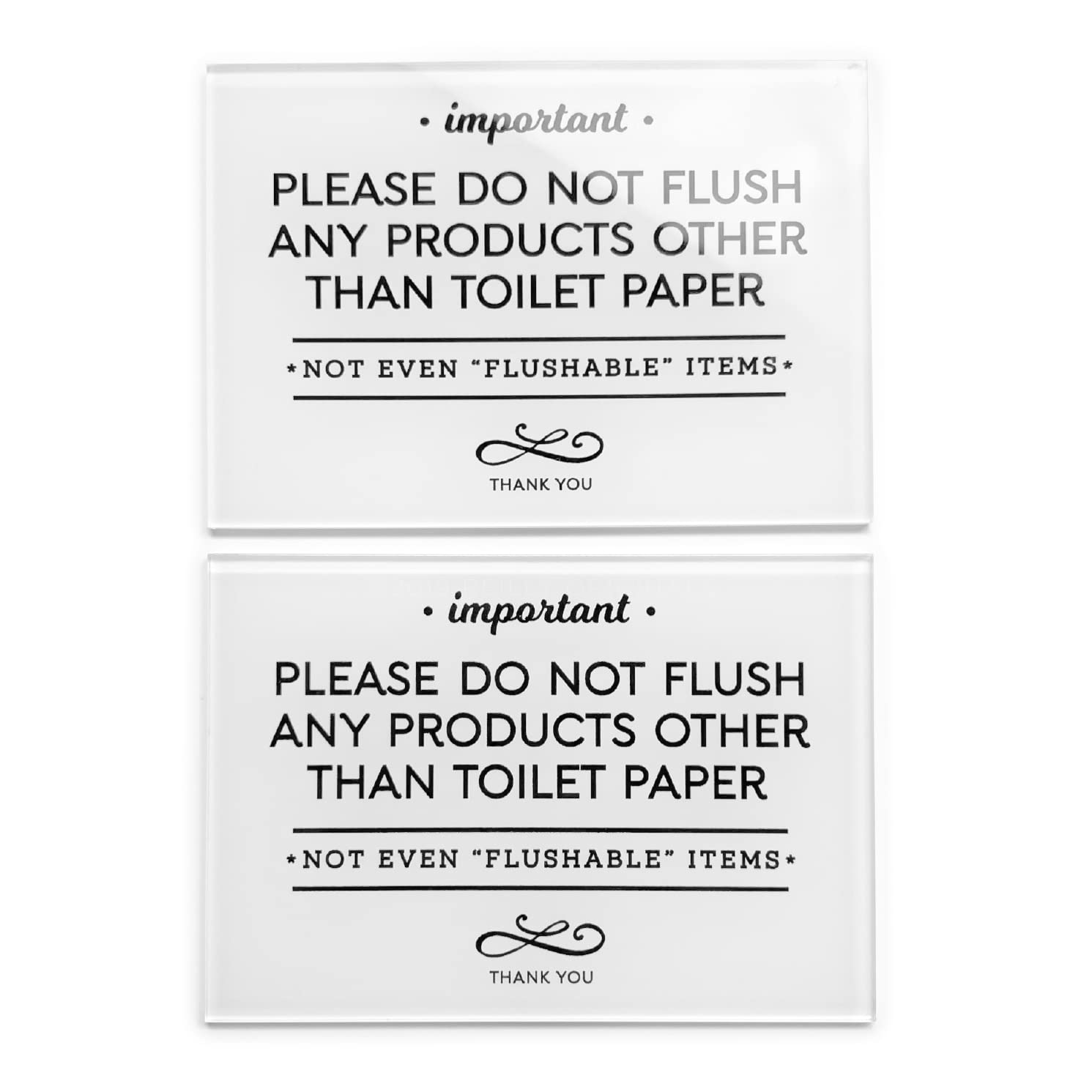 Reilly Originals 3.5X5 Inch Small & Elegant Designer Acrylic Bathroom Sign ~ Includes Adhesive ~ Washable, Premium Glossy Finish