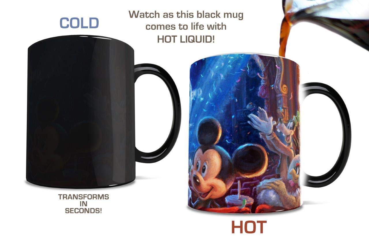 Morphing Mugs Disney - Mickey And Minnie Mouse - 90Th Anniversary - Thomas Kinkade - One 11 Oz Color Changing Heat Sensitive Cer