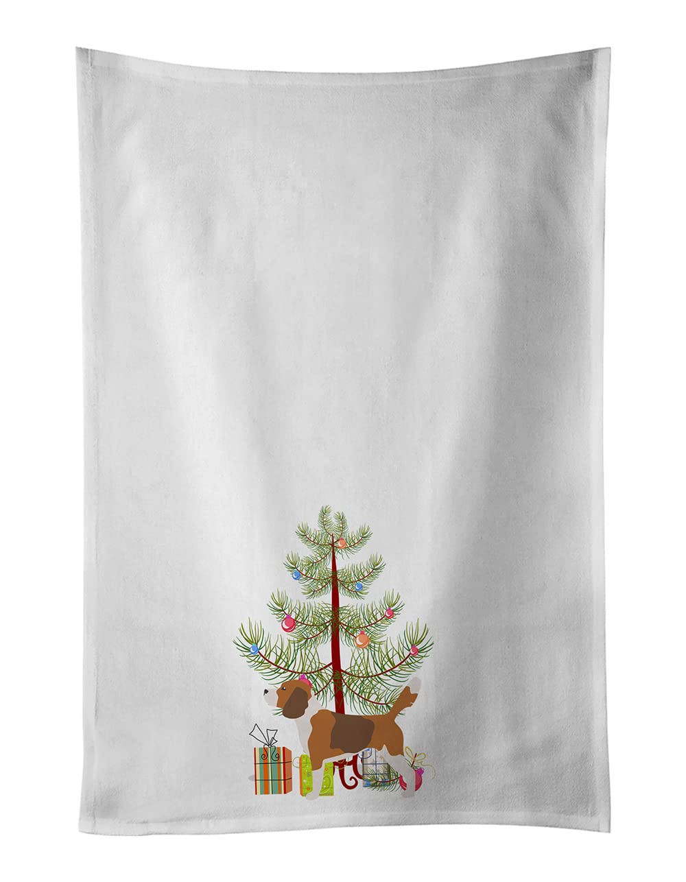 Beagle Merry Christmas Tree White Kitchen Towel Set of 2