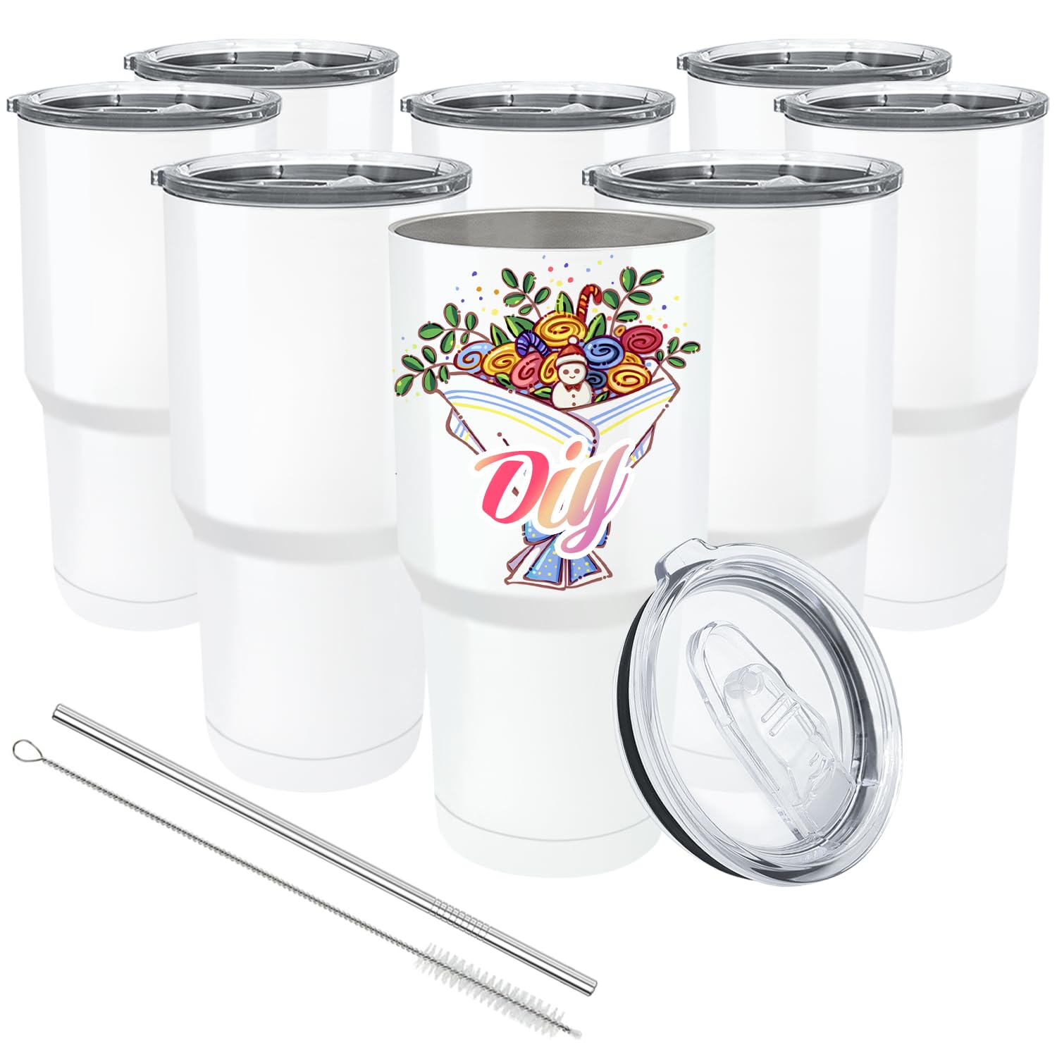 Youke Ola 8 Pack Sublimation Tumbler Blank White Bulk Stainless Steel Double Wall Vacuum Insulated Coffee Travel Tumbler Car Cup