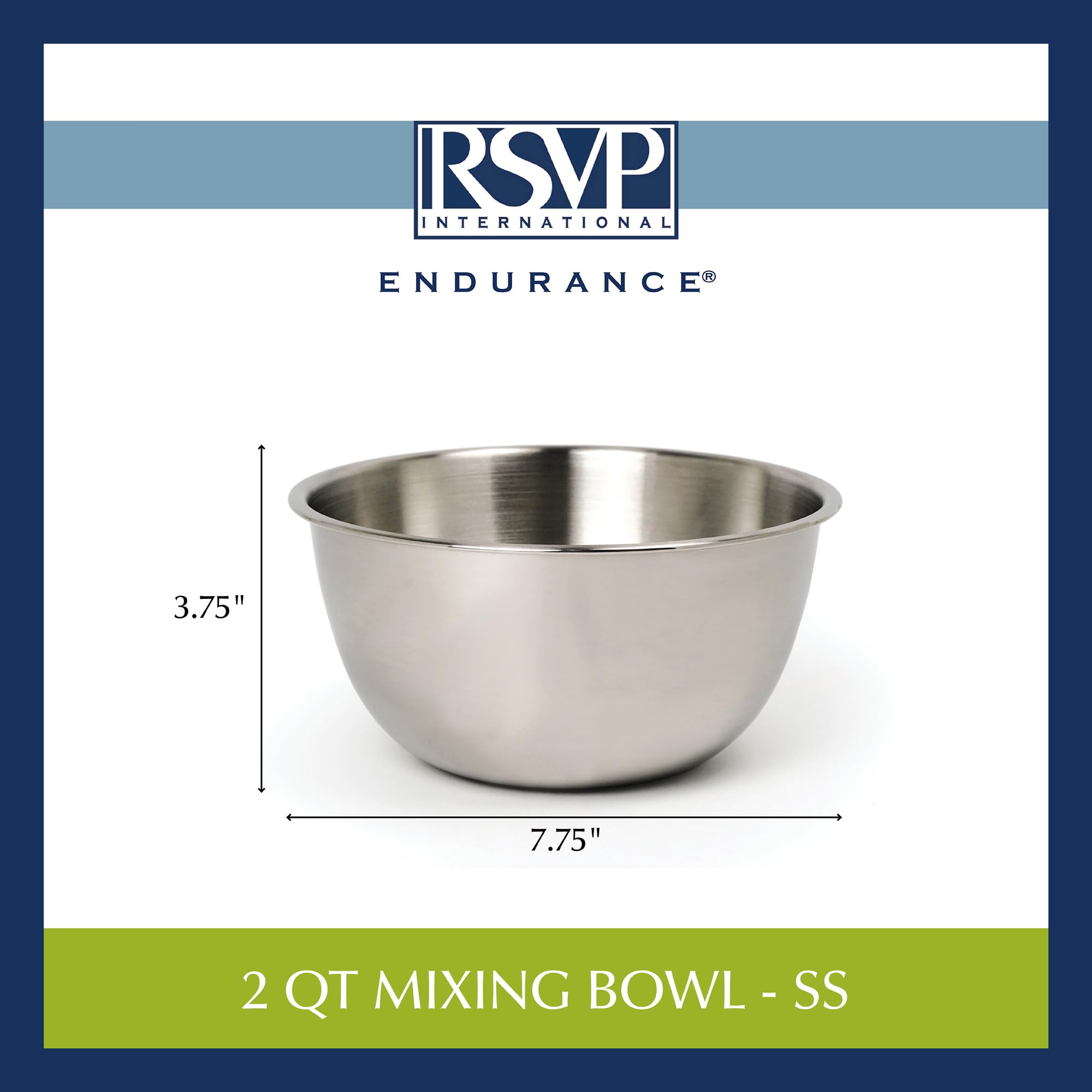 RSVP Intl 2 Qt Mixing Bowl - Stainless Steel