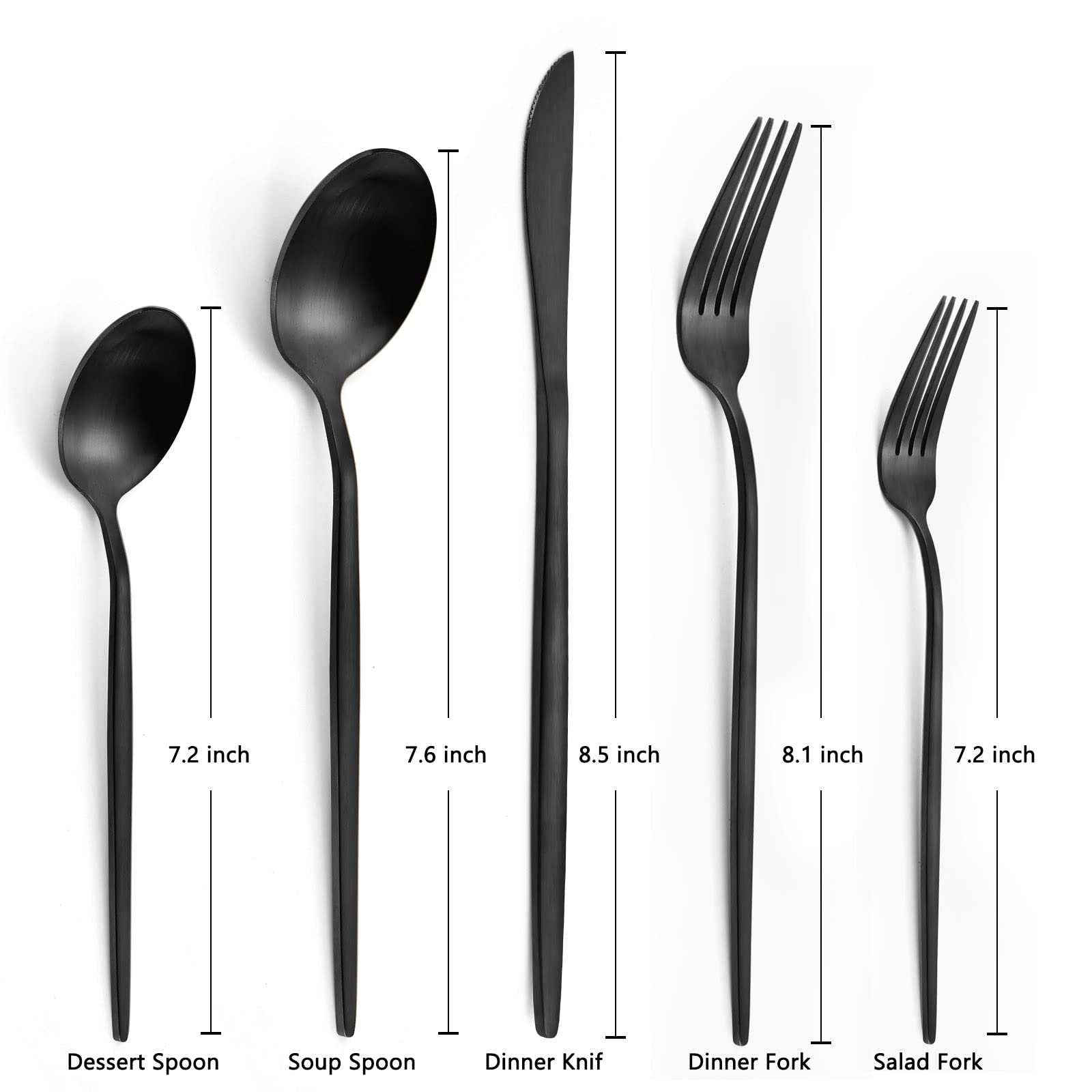 Matte Black Silverware Set  LAZAHOME Stainless Steel Flatware Cutlery Set Service for 4  20-Piece Kitchen Utensil Set Include Spoons And Forks Set  Satin Polished Finished  Dishwasher Safe.