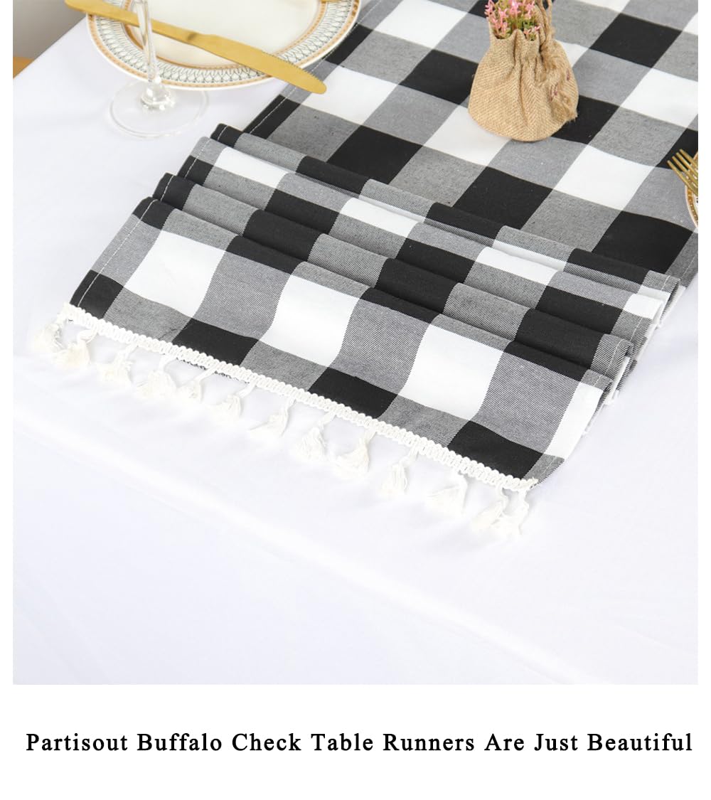 Partisout Buffalo Check Table Runner Checked Table Runner With Tassel Bluffalo Plaid Table Runners Washable Cotton Linen Table C