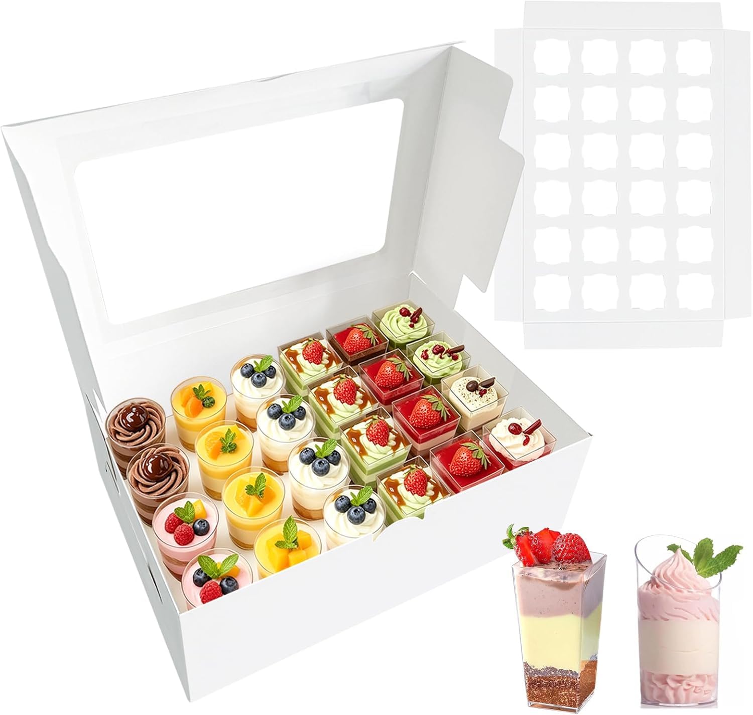 MTOPHLS 8 Pack Dessert Shooter Boxes for 24 Count 3 oz Dessert Shooters, Food Safe Pudding Cups Carrier Storage Containers with 