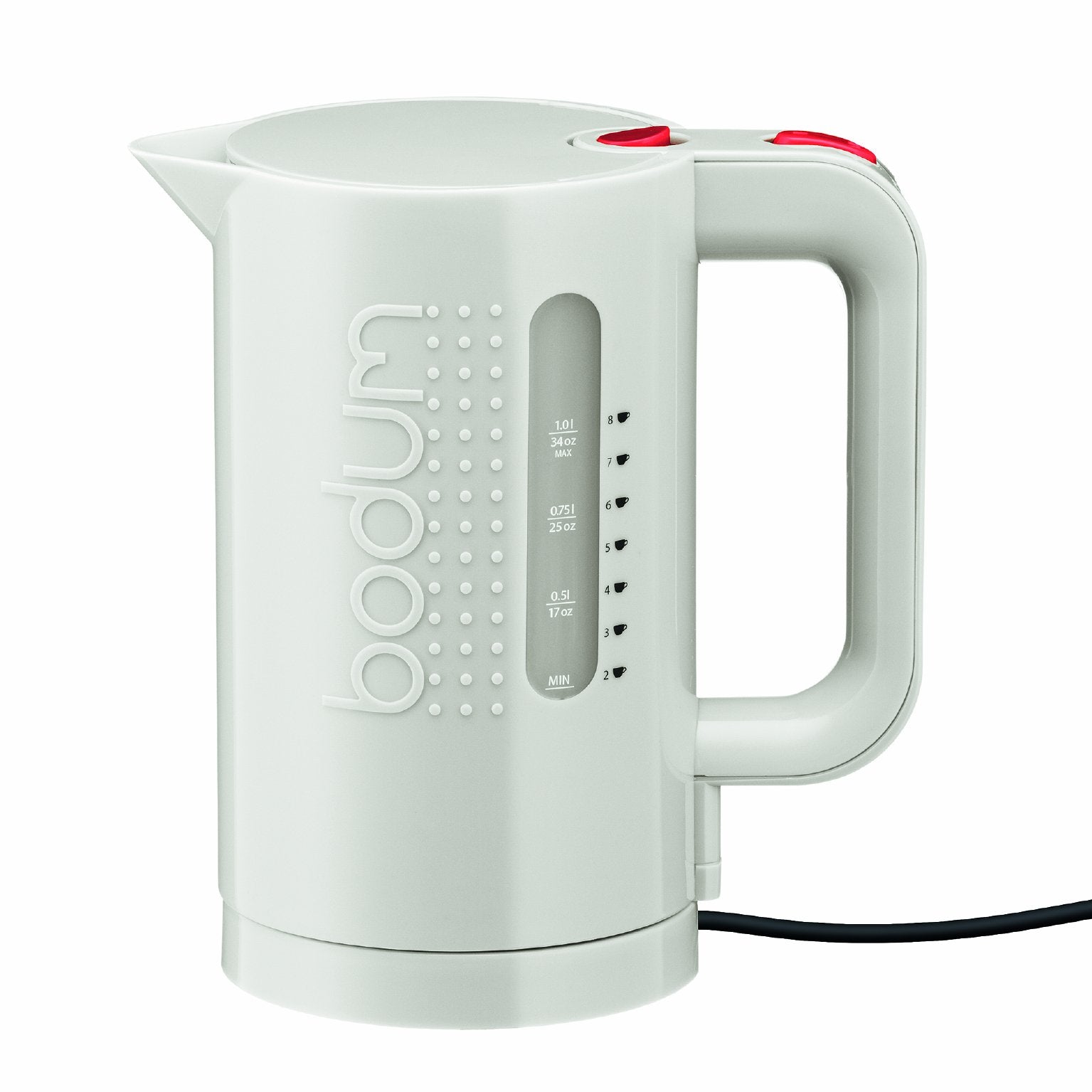 Bodum 34Oz Bistro Electric Water Kettle For Coffee & Tea, Bpa-Free Plastic, Rapid-Boil, Auto Shut-Off, White