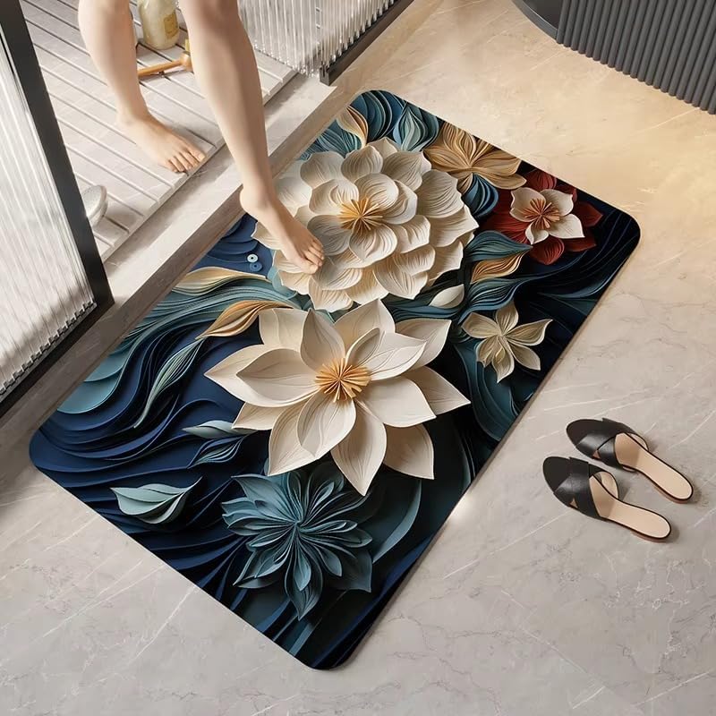 Skvm Water Absorbent Mat For Bathroom Kitchen Floor Door Entrance Anti Slip Floor Foot Anti Skid Bathroom Shower Mat (Design 14)