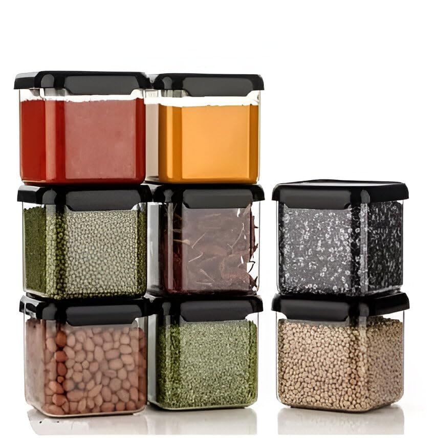 Kitchen Storage Jar Container Set | Airtight Plastic Food Storage Boxes | Pantry & Cabinet Organizer For Atta, Rice, Dal, Snacks
