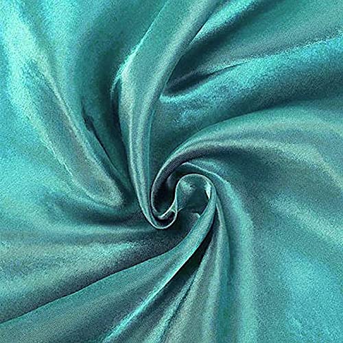 Balsacircle 90X132 Inch Turquoise Satin Rectangle Tablecloth Table Cover Linens Wedding Table Cloth Party Reception Events Kitch