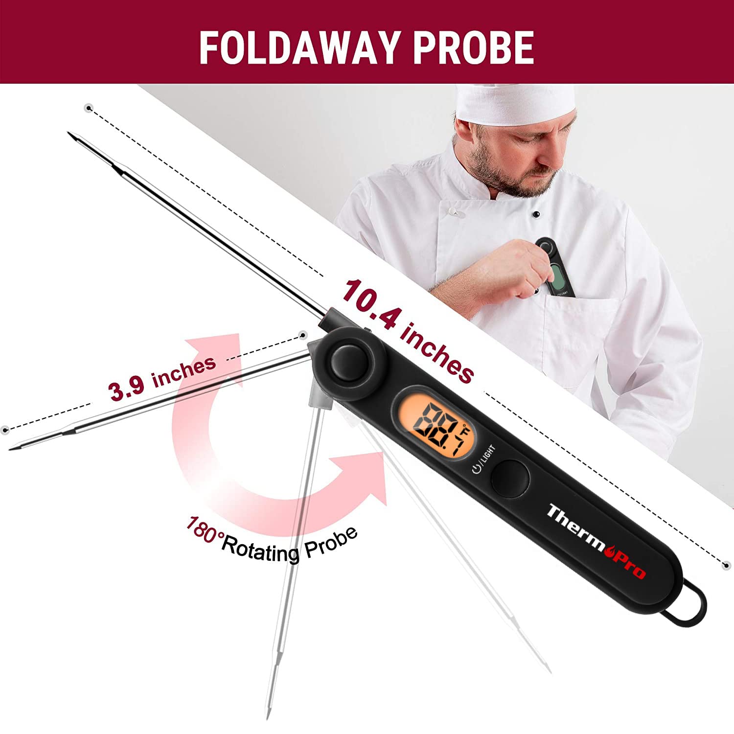 Thermopro Digital Meat Thermometer For Cooking Instant Read Food Thermometer With Probe And Backlight For Oil Deep Fry Smoker Bb