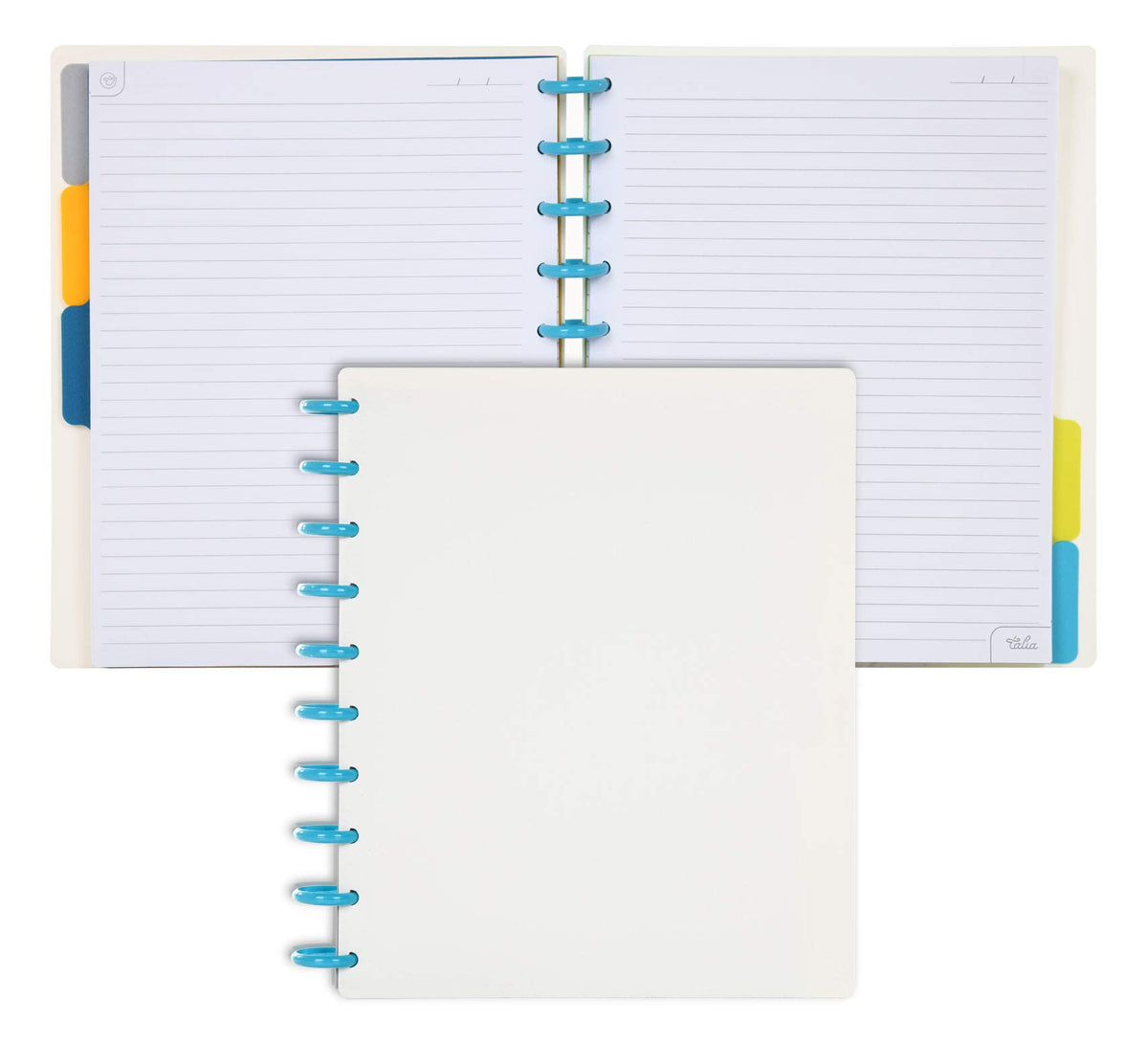Talia Discbound Notebooks, Planner, Customizable, (White Wturq Discs, Midsize (75In X 975In))