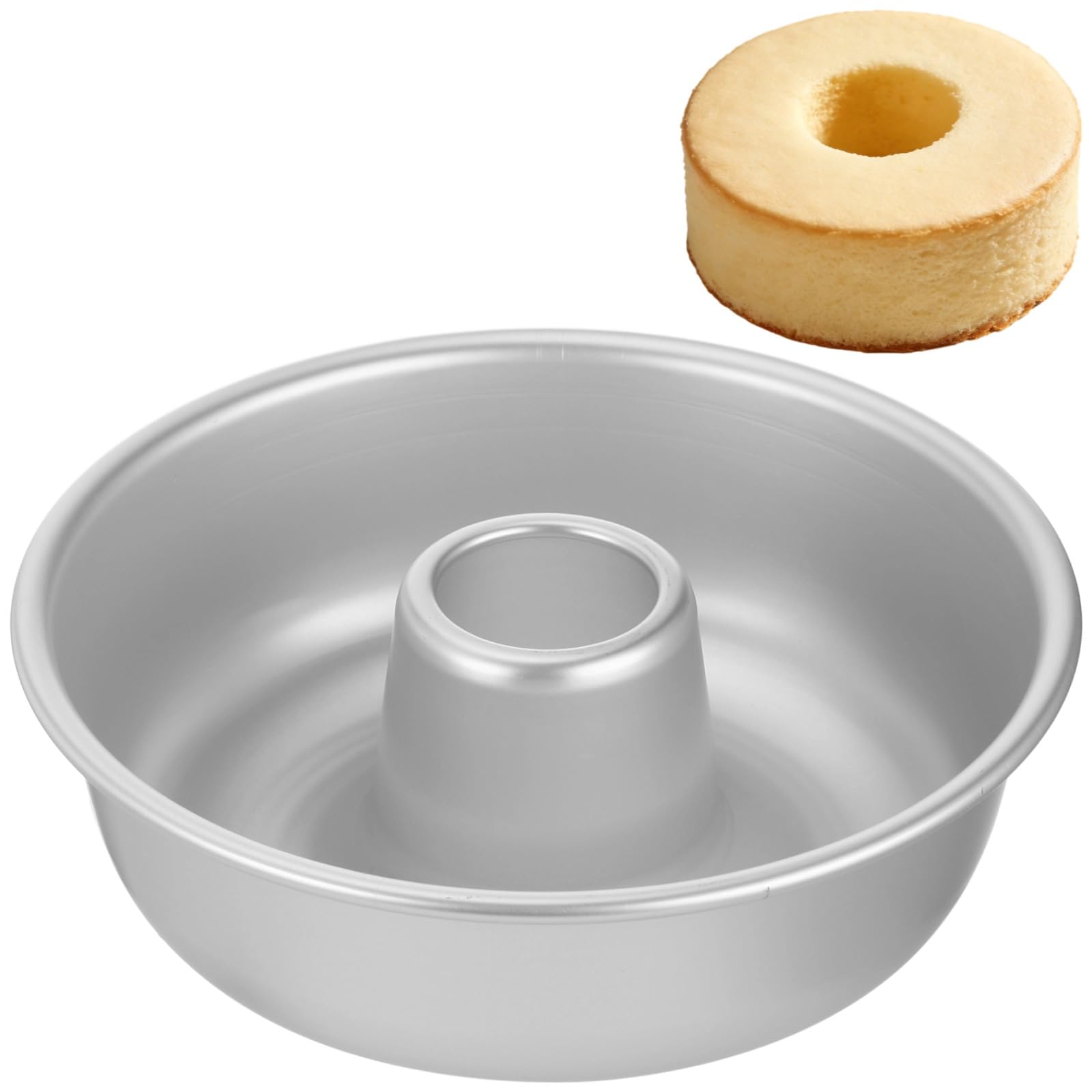 Skdqiee Aluminum Ring Cake Pan, Anodized NonStick Round Pound Cake Mold with Central Chimney Tube, Even Heating & Easy Release,