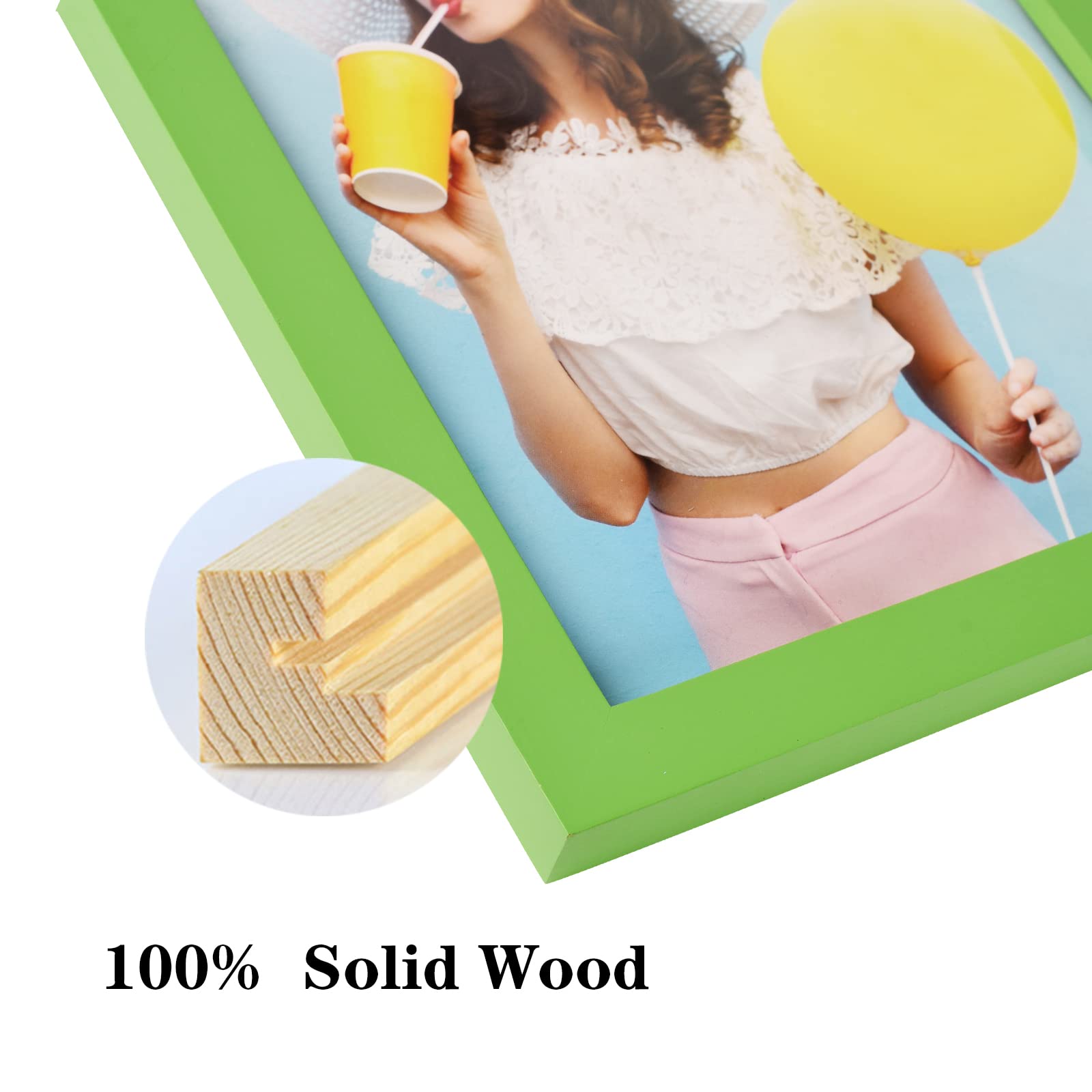 wyooxoo 8x12 Picture Frame Set of 2 Made of Solid Wood Green Photo Frames Display Pictures 6x8 with Mat or 8x12 Without Mat Colo