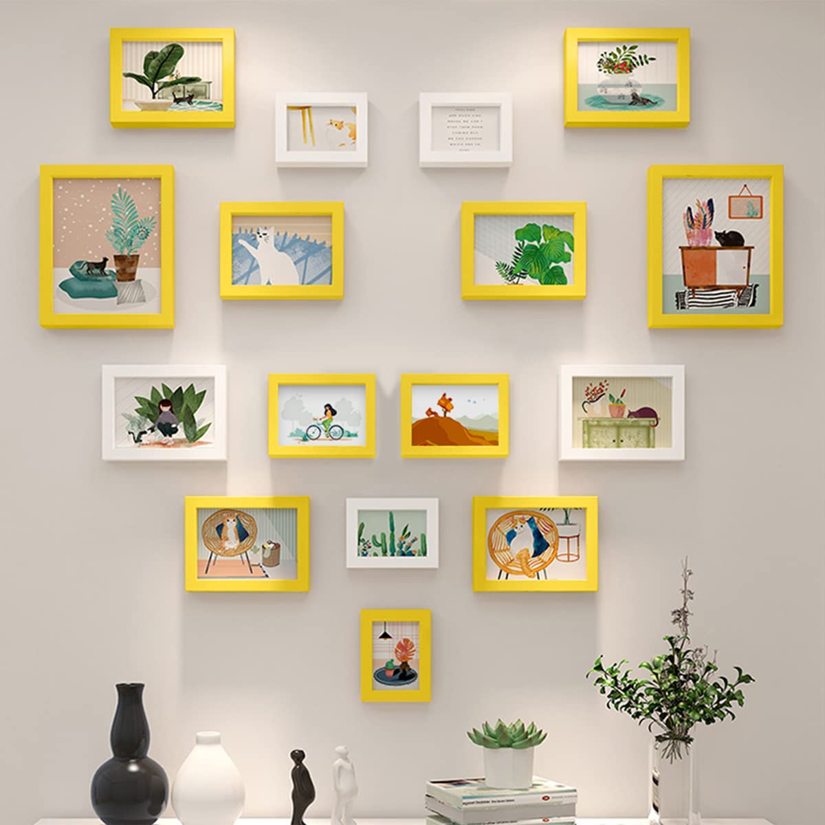 wyooxoo 8x10 Picture Frame Set of 2 Yellow Made of Solid Wood Photo Frames Display Pictures 5x7 with Mat or 8x10 Without Mat Col
