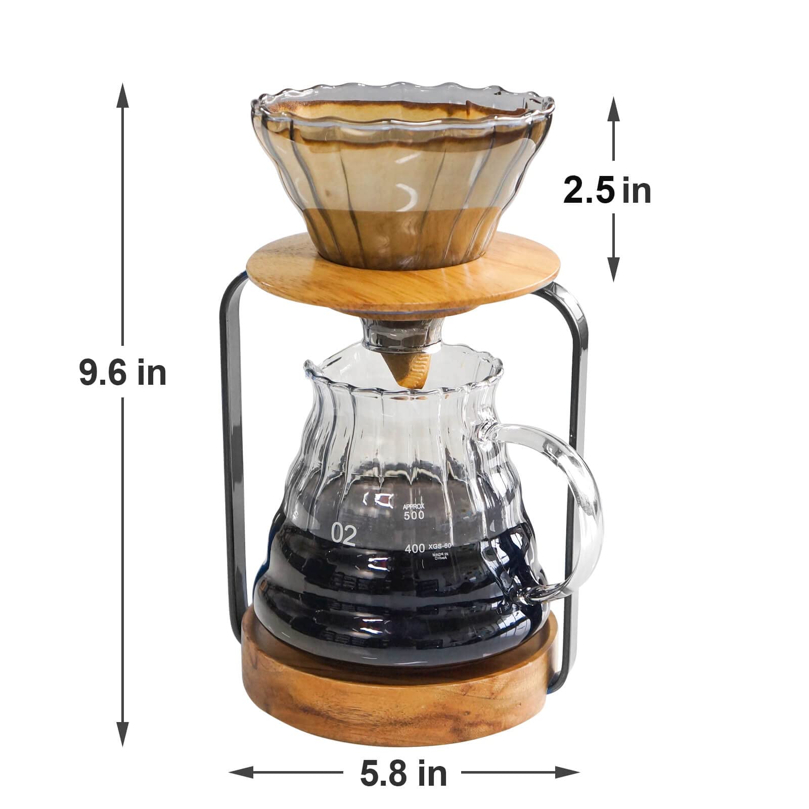 Sotech Pour Over Coffee Station Dripper Stand Coffee Filter Wooden Filter Holder Glass Server With Paper Coffee Filters, Coffee