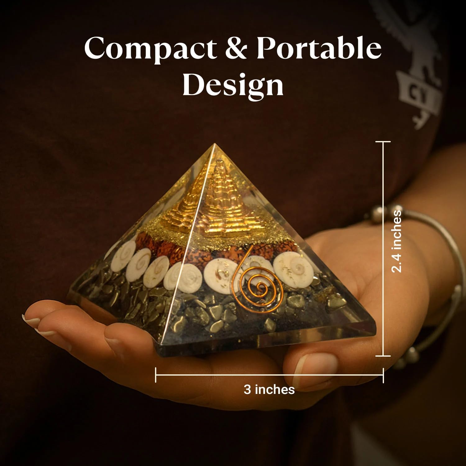 Astrotalk Lakshmi Yantra Pyramid | Pyrite Stone Infused Vastu Pyramid for Wealth & Prosperity | Vastu Items for Home & Office | Attracts Abundance & Positive Energy