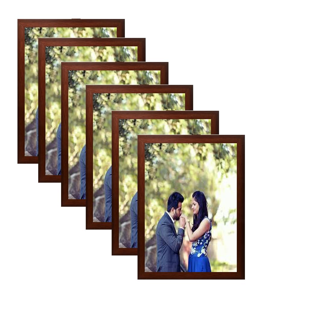 Wood Square Ofc Era A4 Size Photo Frame For Wall Decor || Living Room || Bedroom || Acrylic Frames || Pack Of 6 (Brown)12L X 8W 