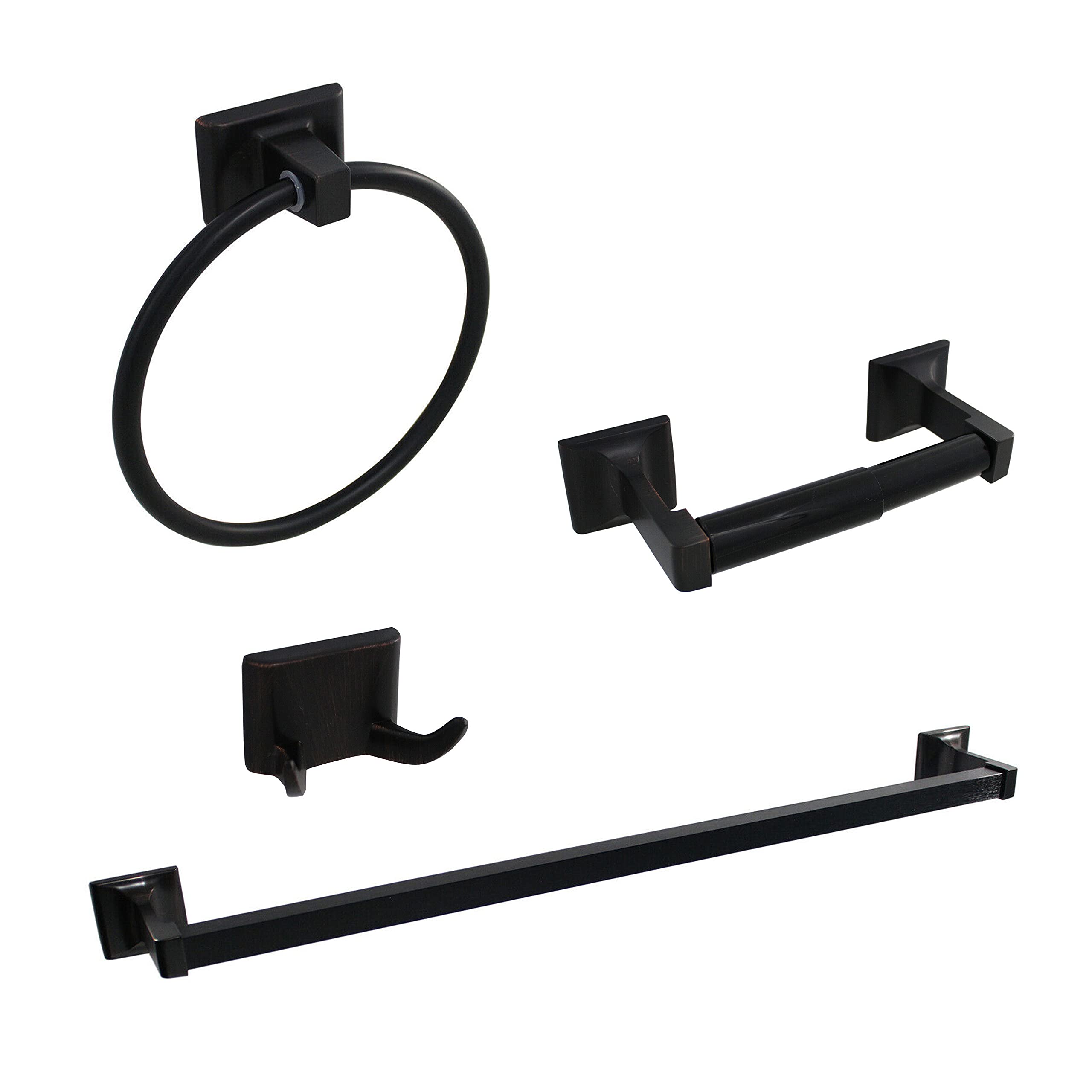 Y&Y Decor 4 Piece Towel Bar Set Bath Accessories Bathroom Hardware With 24'' Towel Bar (Oil Rubbed Bronze)