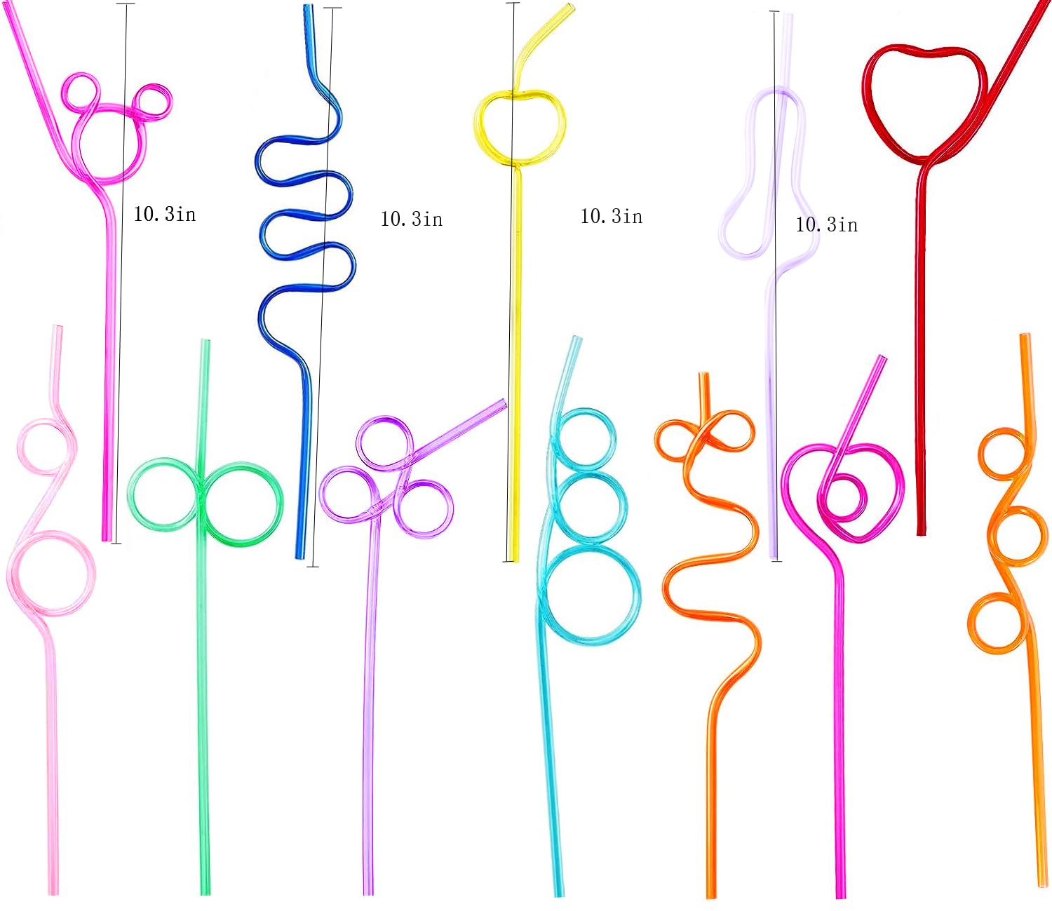 24 Pcs Crazy Straws, Reusable Plastic Loop Curly Fun Straws For Classroom Activities, Valentines Day Gift, Christmas Birthday Pa