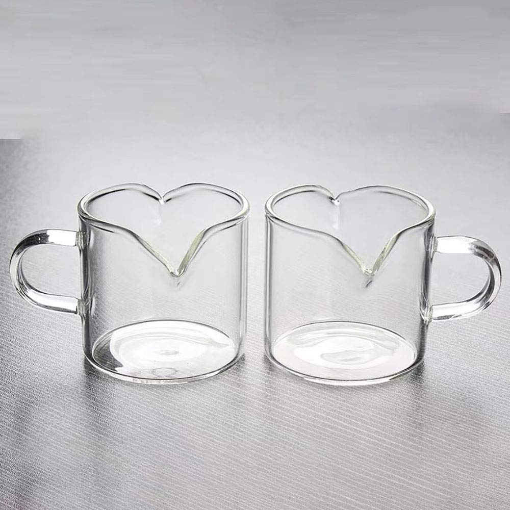 Bcnmviku Shot Glasses Espresso Parts Double Spouts Milk Cup Clear Glass (Clear Glass-2Pack)