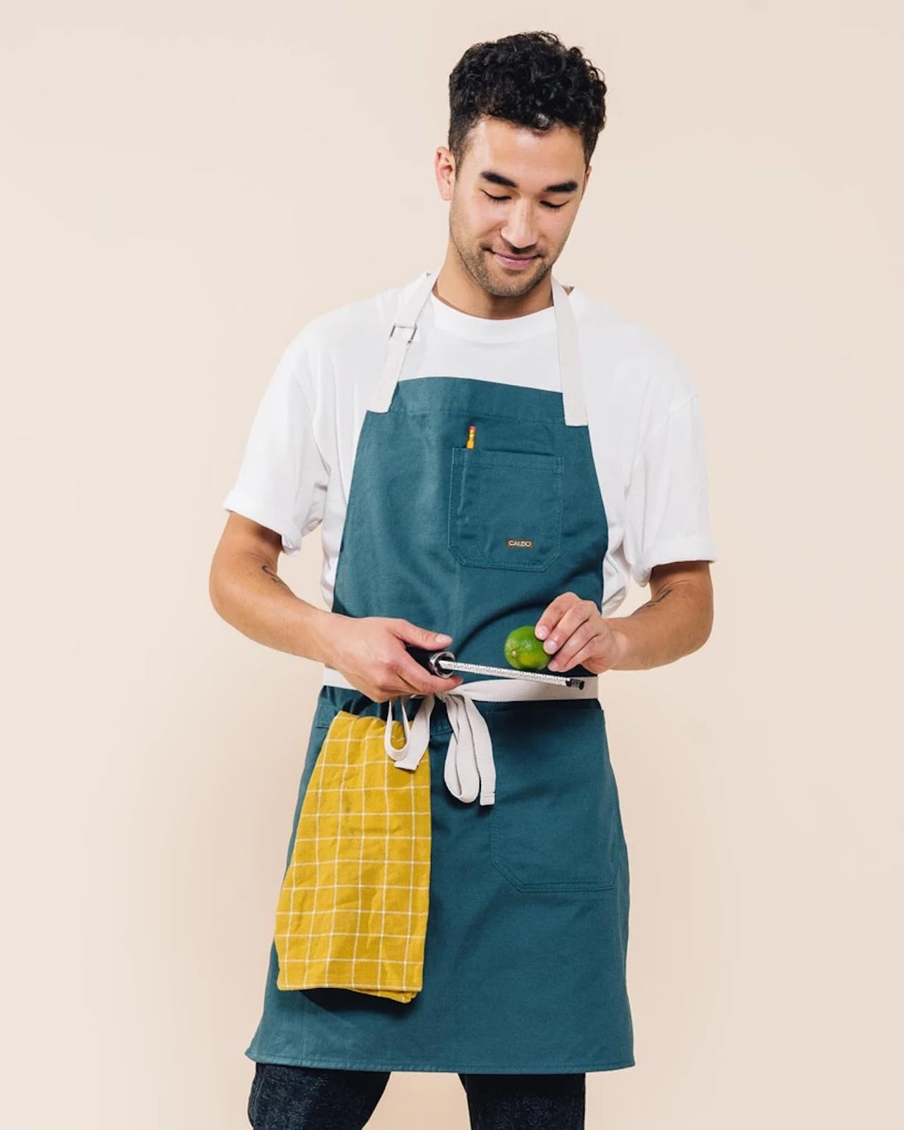 Caldo Daily Cotton Kitchen Apron For Cooking- Mens And Womens Professional Chef Or Server Bib Apron - Adjustable Straps With Poc