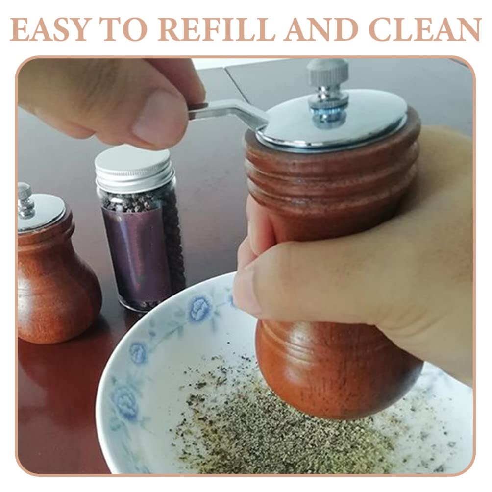 Zerodeko 2Pcs Pepper Mill With Crank Handle Wooden Salt And Pepper Set Refillable For Sea Salt Black Pepper