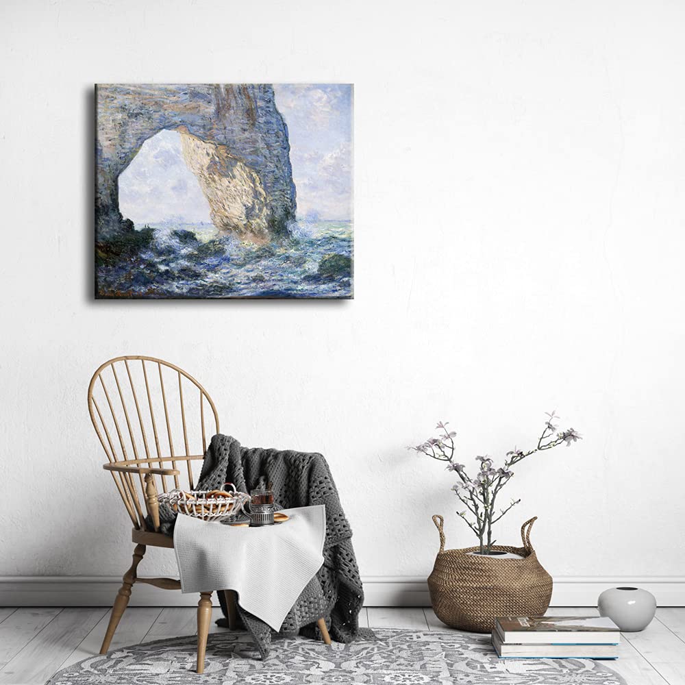 Wieco Art The Manneporte Canvas Prints Wall Art Of Claude Monet Famous Oil Paintings Reproduction Large Classical Seascape Sea B