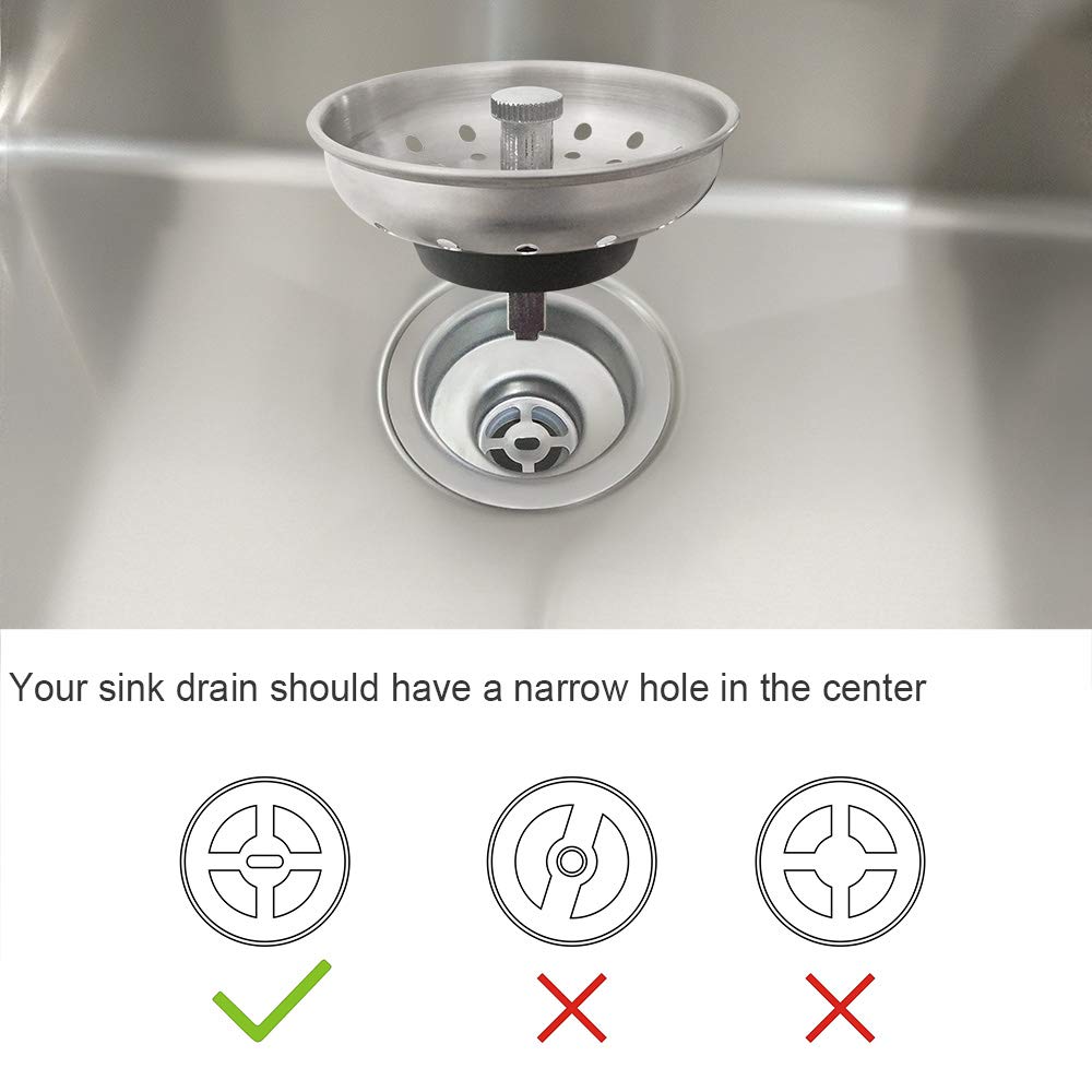 GZILA 2 PCS Kitchen Sink Drain Strainer Replacement for 3-1/2 Inch Standard Drain  Basket Rubber Stopper  304 Stainless Steel Brushed Nickel Metal Knob