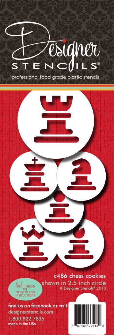 Designer Stencils Chess Cookie Stencil Set, Beige/Semi-Transparent