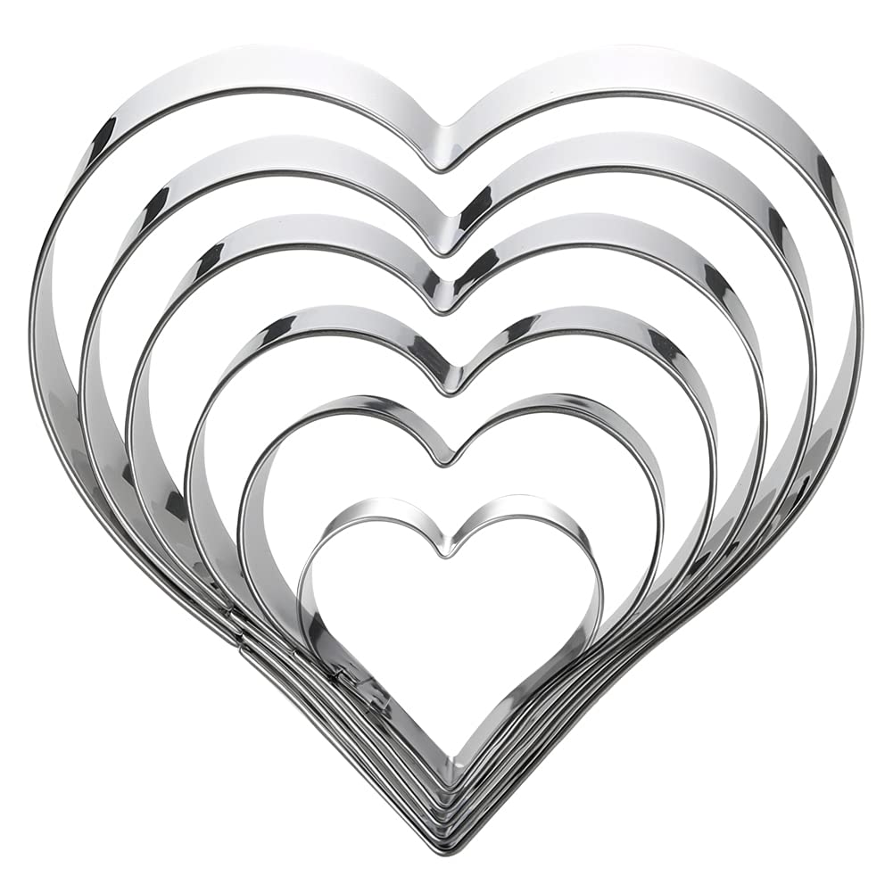 Heart Cookie Cutter Set-6 Pieces In Gratuated Size-Stainless Steel