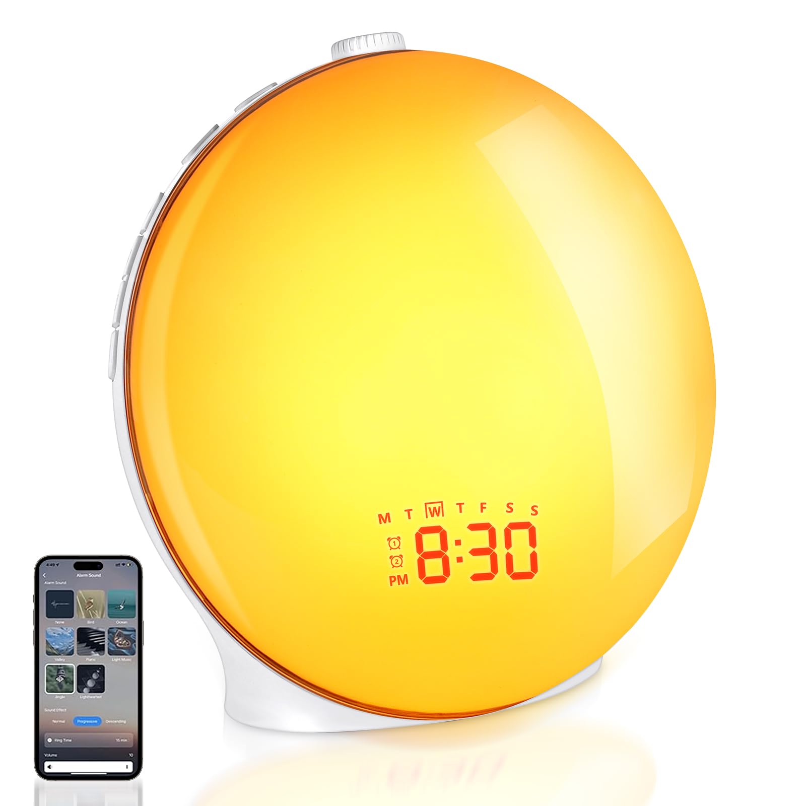 Winfine Sunrise Alarm Clock With White Noise Sound Machine Digital Alarm Clock For Baby Boy Teen Heavy Sleep Bedside Lamp Ambien