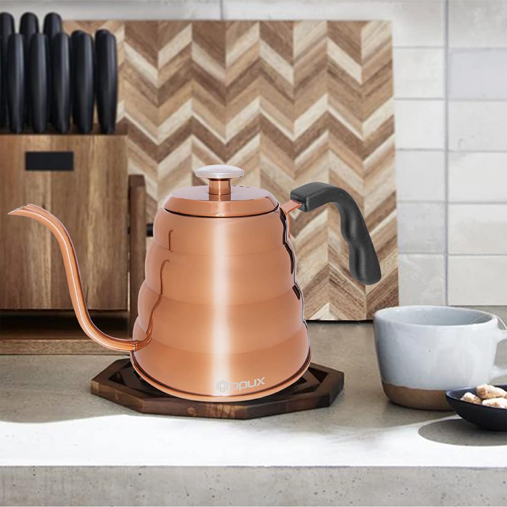 Opux Pour Over Coffee Kettle With Gooseneck | Stainless Steel Coffee Tea Kettle With Thermometer 40 Oz, Stovetop Induction Goose