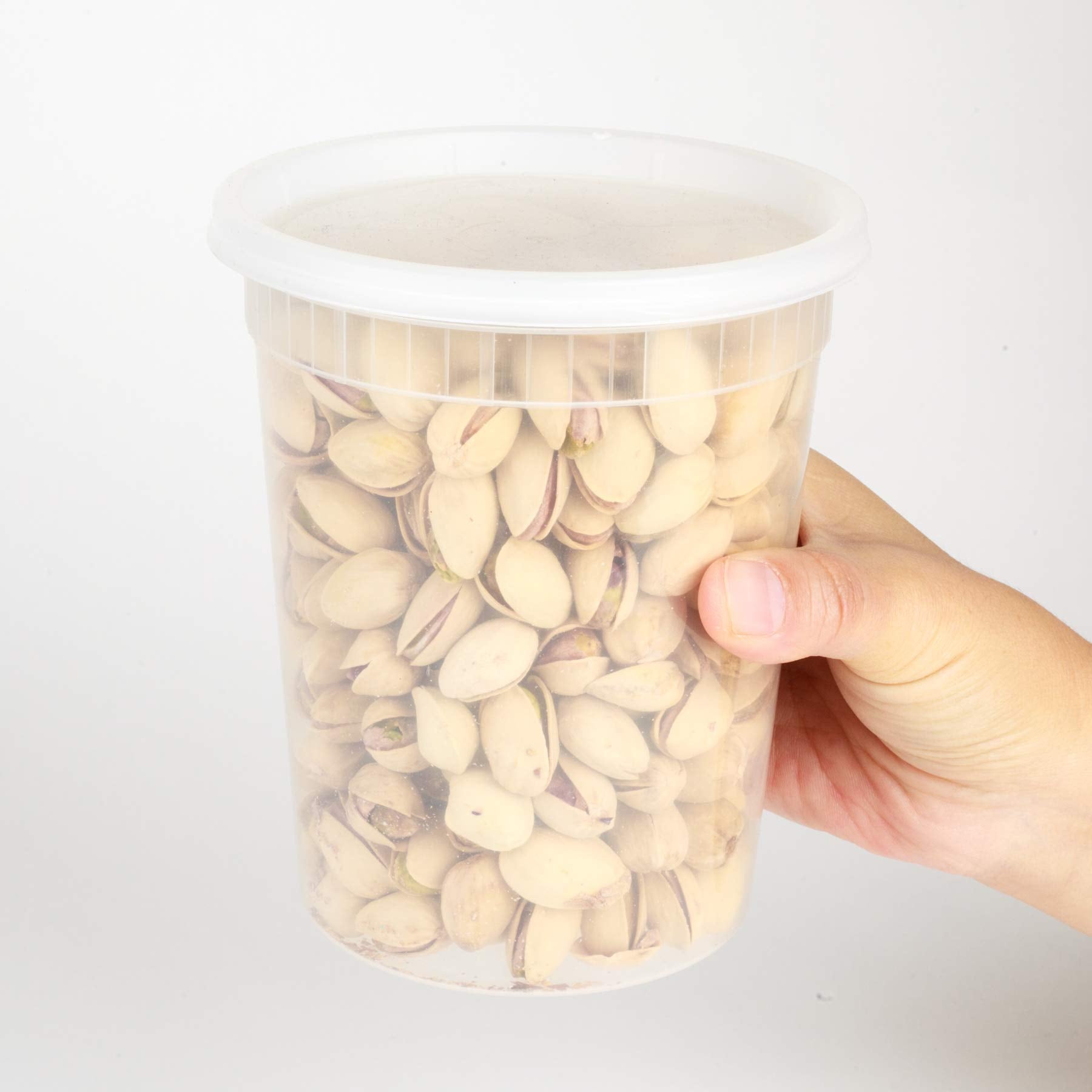 Golden Apple, 32Oz-15Sets Plastic Food Storage Containers With Lids, Microwavable Translucent Plastic Deli Container And Lid Com