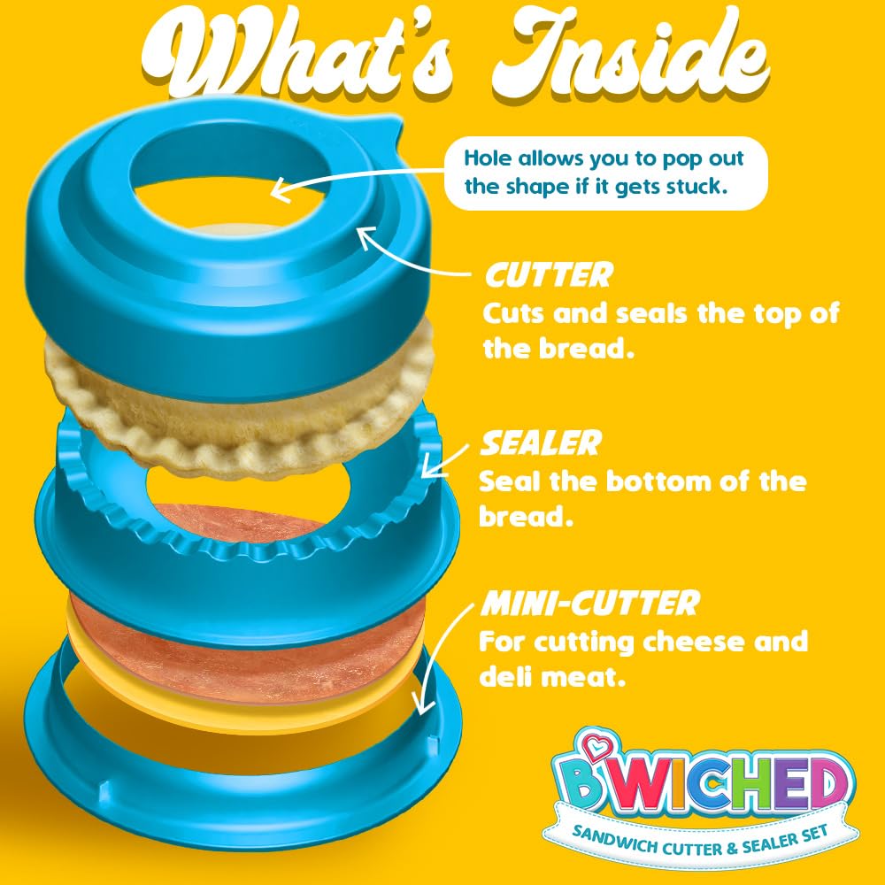 Sandwich Cutter And Sealer (Circle) - Crustless Sandwich Maker - Great For Lunchbox And Bento Box - Boys And Girls Kids Lunch -
